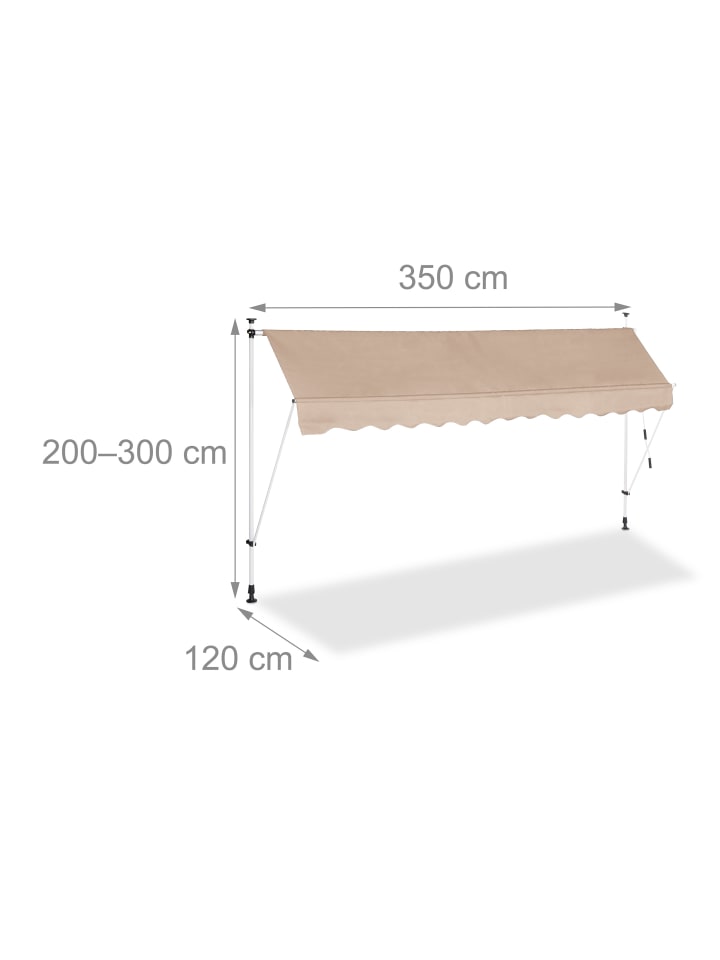 relaxdays Klemmmarkise in Beige 350 x 120 cm günstig kaufen onesize