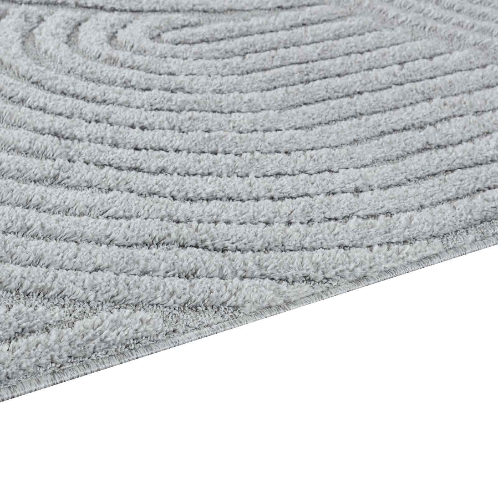 Designteppich Designerteppich Tokio hoch-tief Struktur Wellen uni, TaraCarpet, rechteckig, Höhe: 20 mm, moderner scandi BOHO grau Wohnzimmer Schlafzimmer Flur 080x150 cm