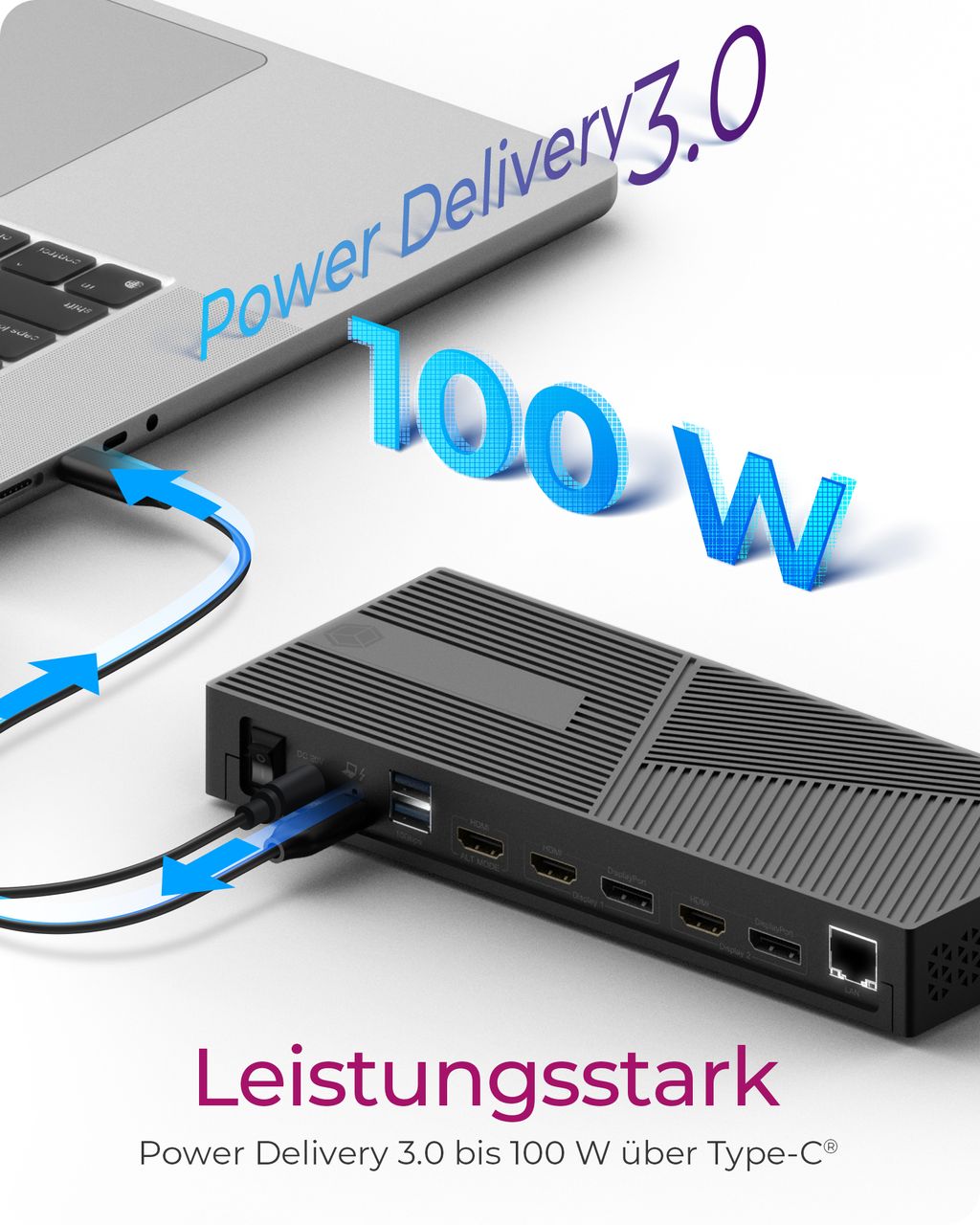 ICY BOX IB-DK2246AC, 11-in-1 Hybrid DockingStation mit dreifacher Videoausgabe