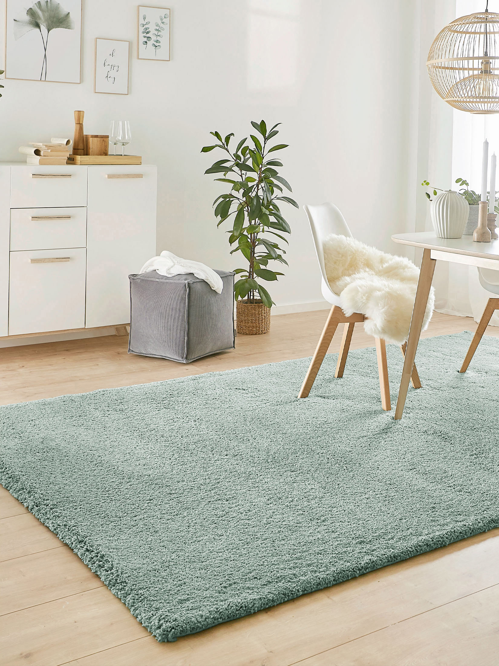 Lounge Hochflor-Teppich, Grün