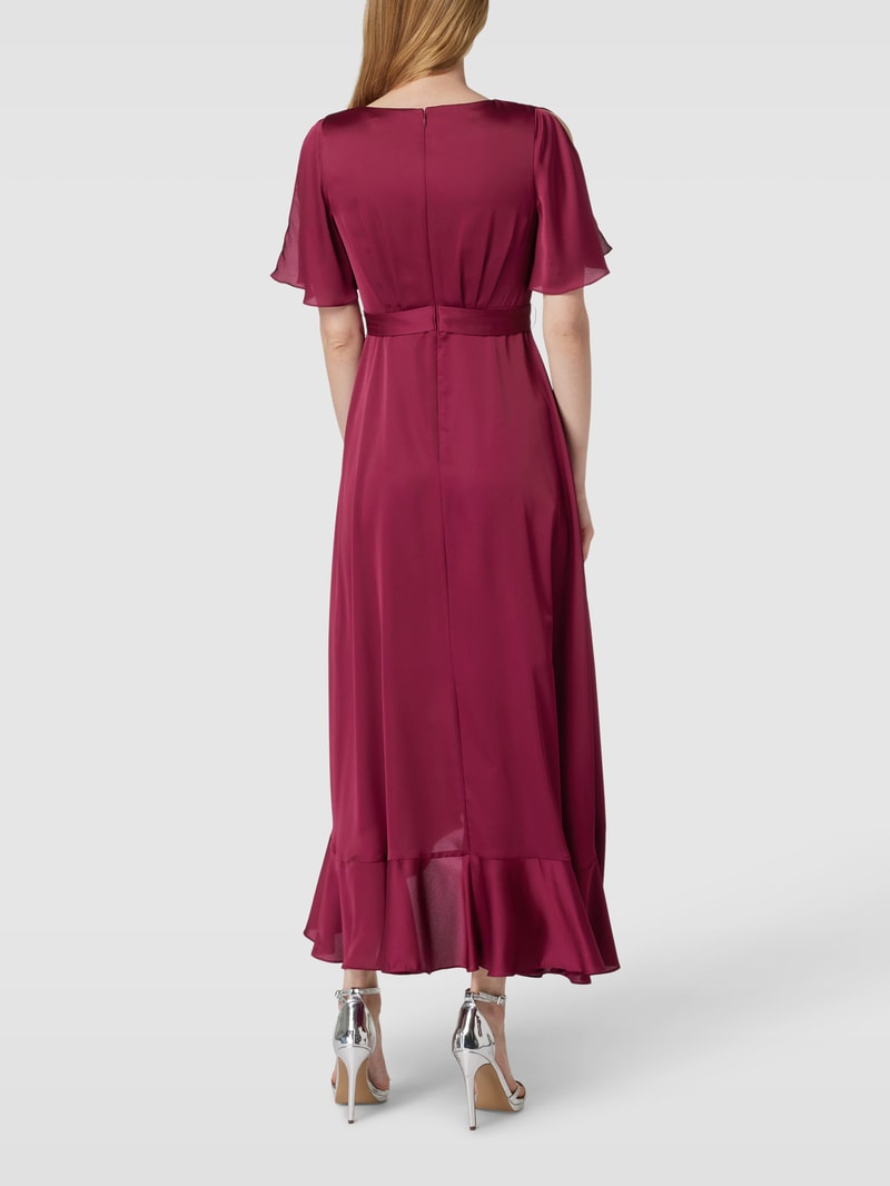 Abendkleid mit Flügelärmeln in kirschrot