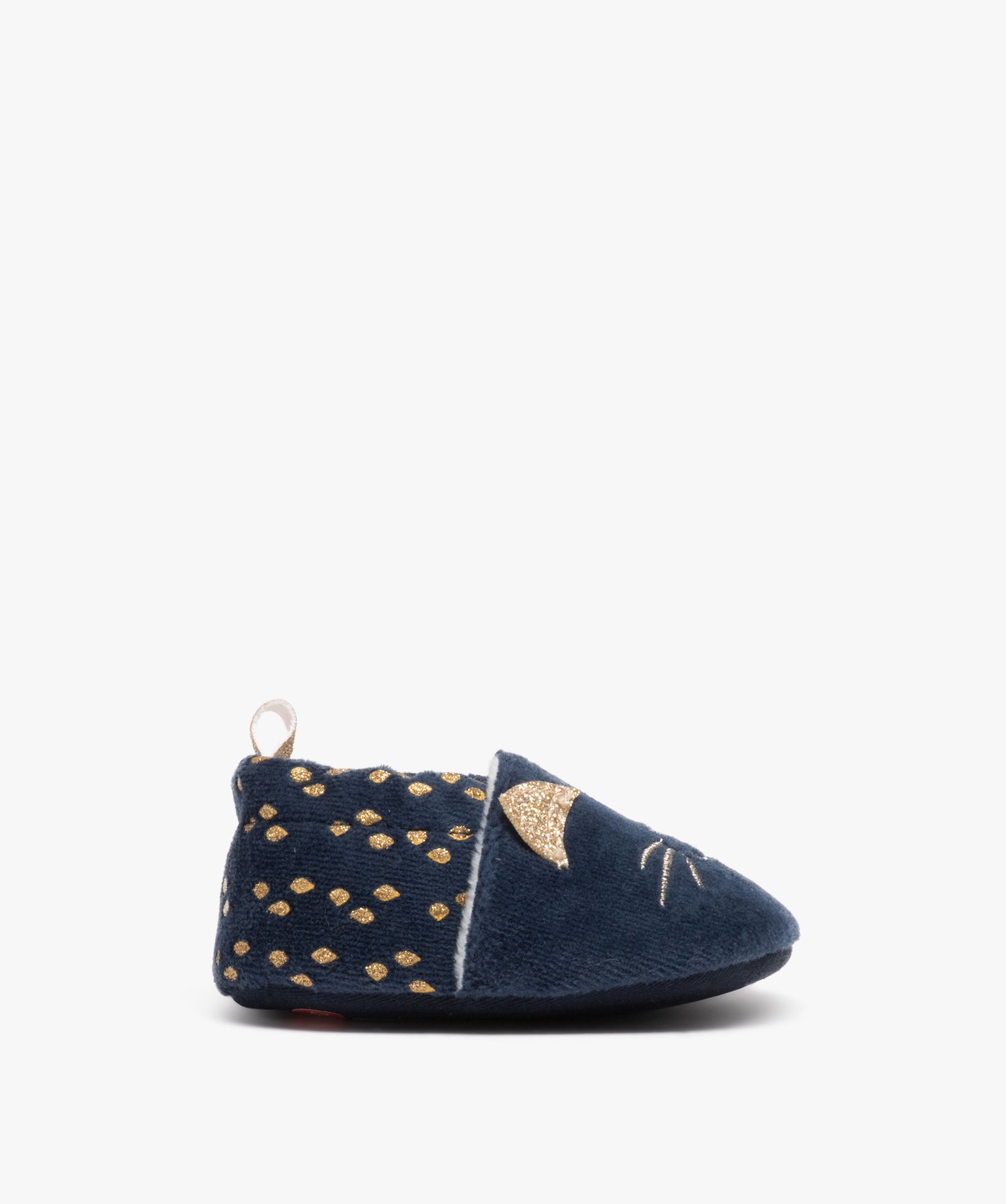 Chaussons de naissance bébé fille en forme de chat et à p... marine | GEMO