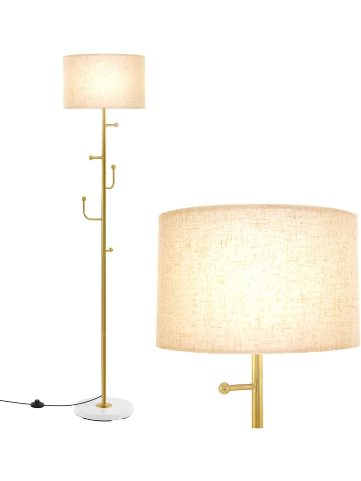 COSTWAY 2 in 1 Stehlampe mit 5 Haken in Gold günstig kaufen onesize