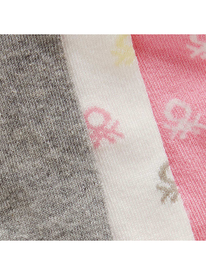 Benetton 3er-Set: Socken in Grau/ Rosa/ Weiß günstig kaufen