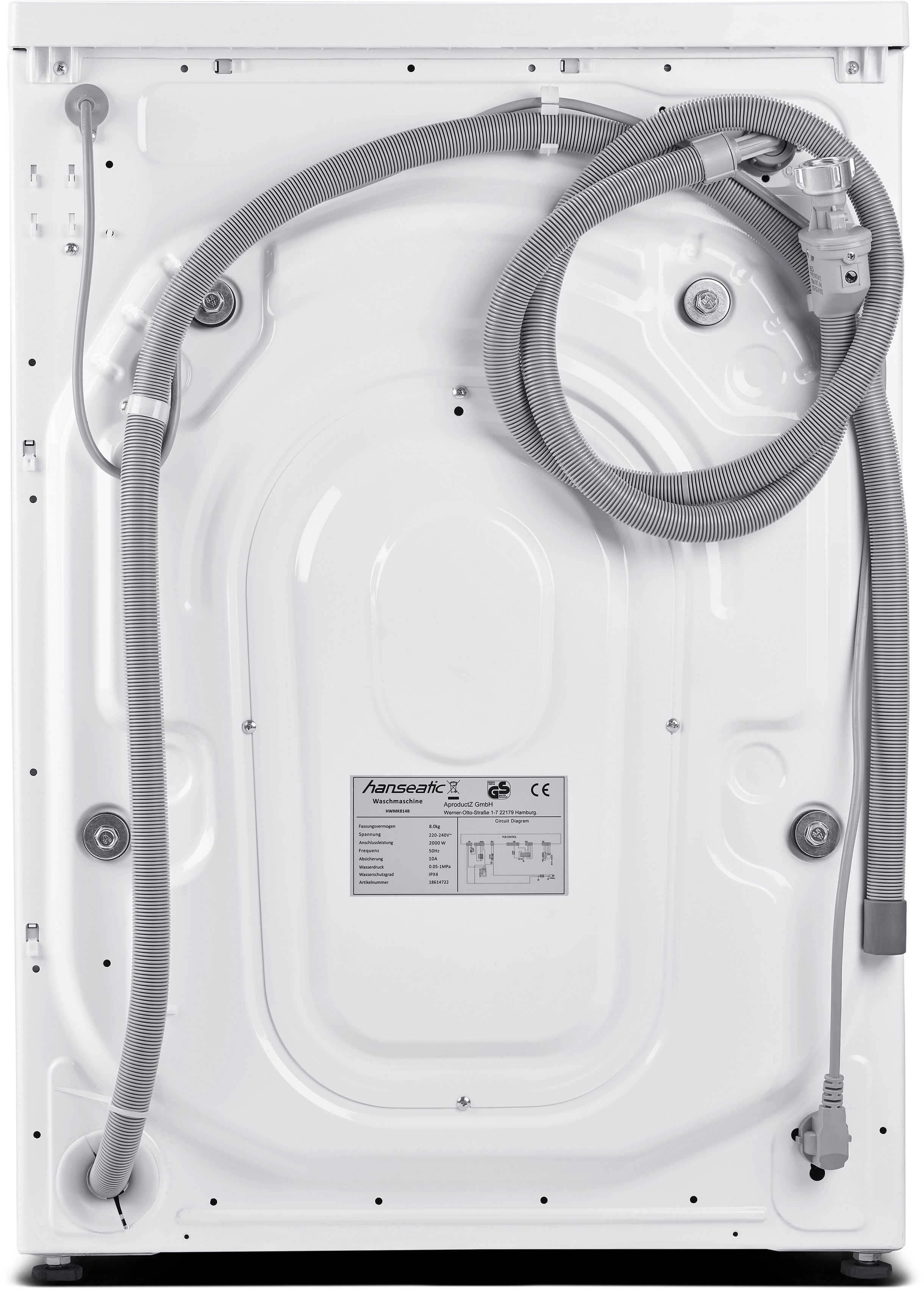 Hanseatic Waschmaschine HWMK914B, 9 kg, 1400 U/min, Nachtwaschprogramm, AquaStop, Dampfoption