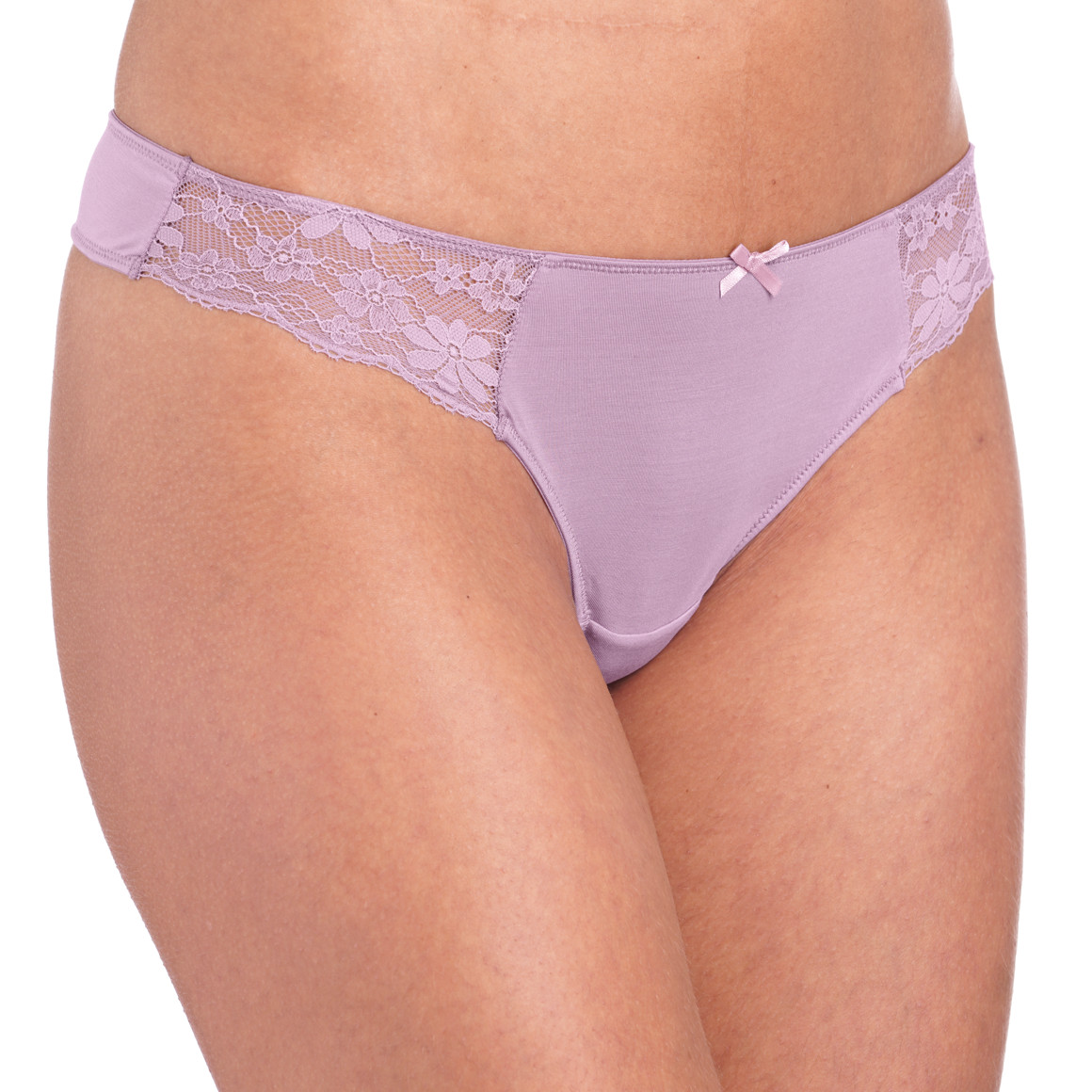 2 Damen Strings mit Spitzeneinsatz