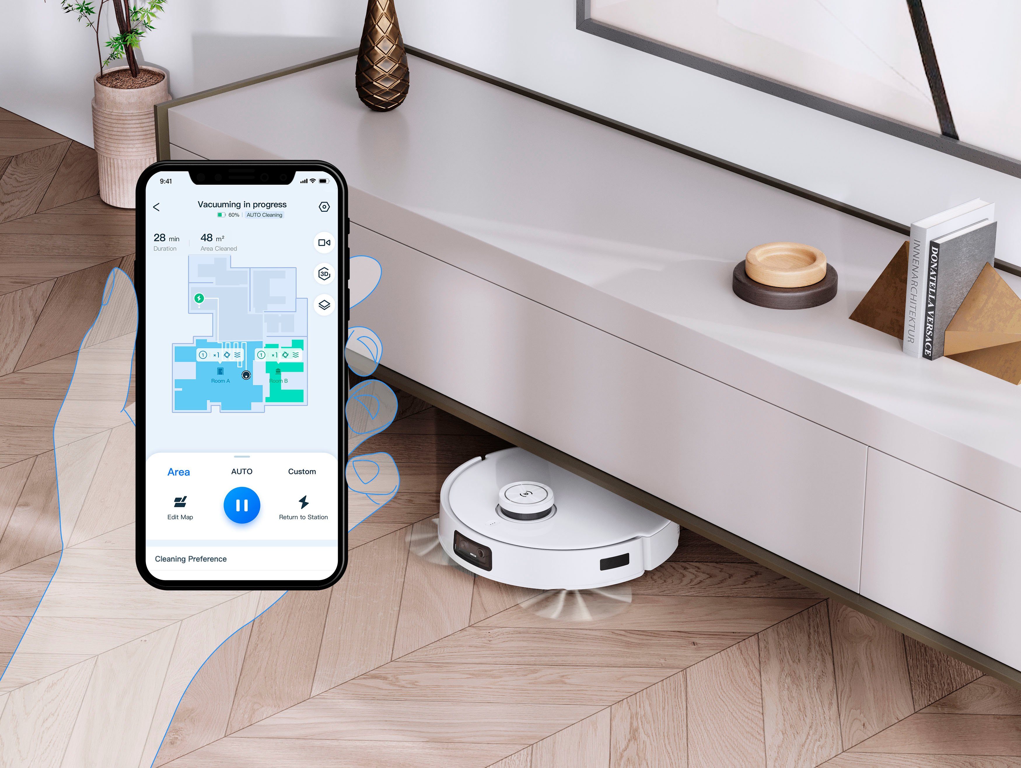 ECOVACS Nass-Trocken-Saugroboter DEEBOT T10, 45 W, 3000PA, DToF-Laser, KI Hinderniserkennung, für alle Fussbodenarten