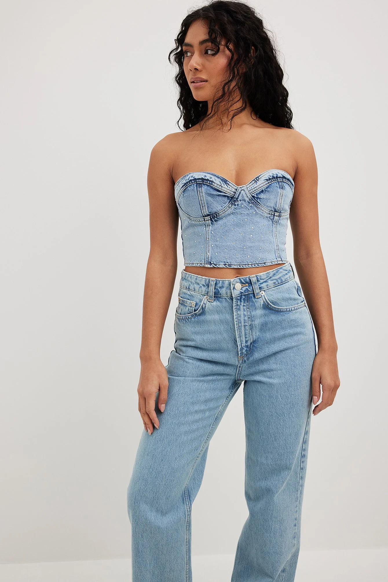 Verziertes Denim-Korsett
