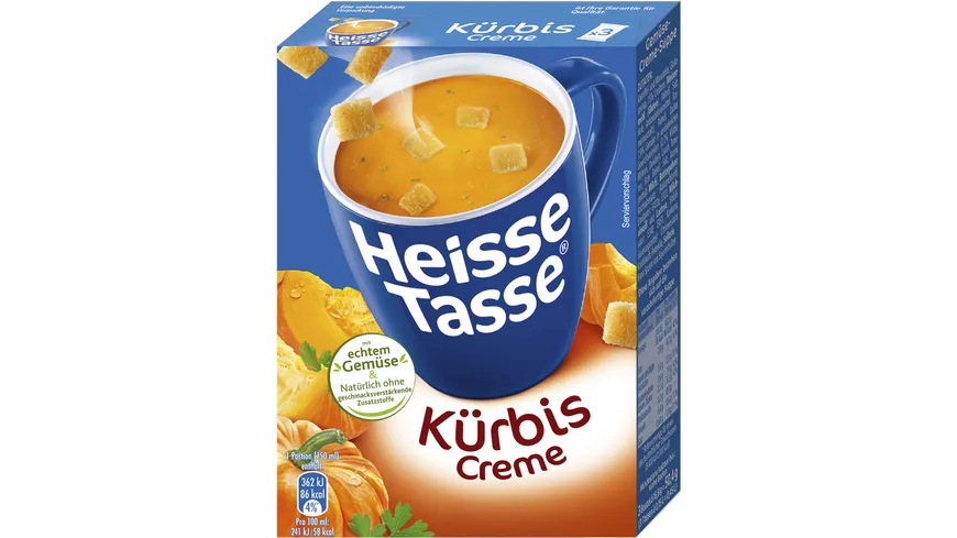 Heisse Tasse Kürbis Creme Suppe 450 ml