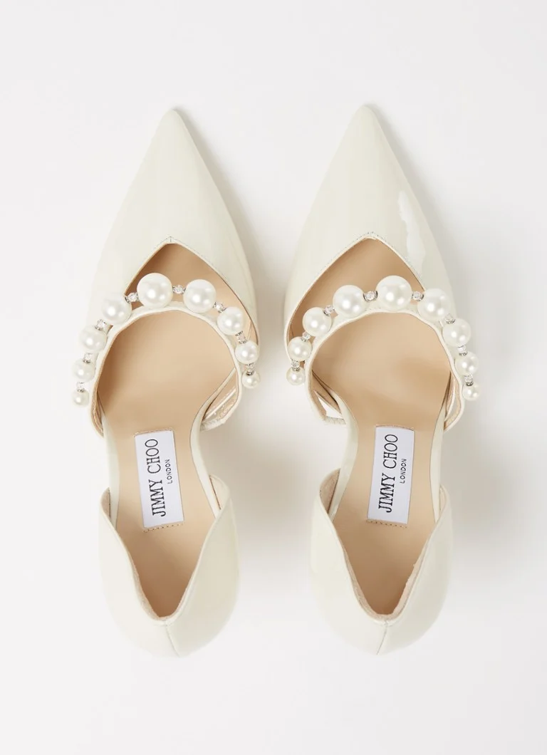 Jimmy Choo Aurelie -korkokengät lakattua nahkaa ja kristallia