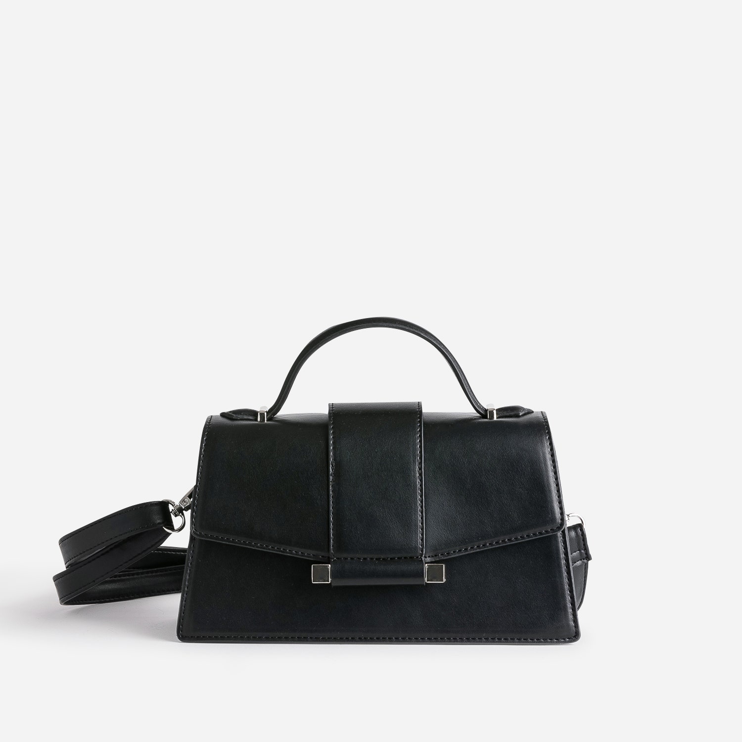 Sac à main TEXTO noir forme trapèze