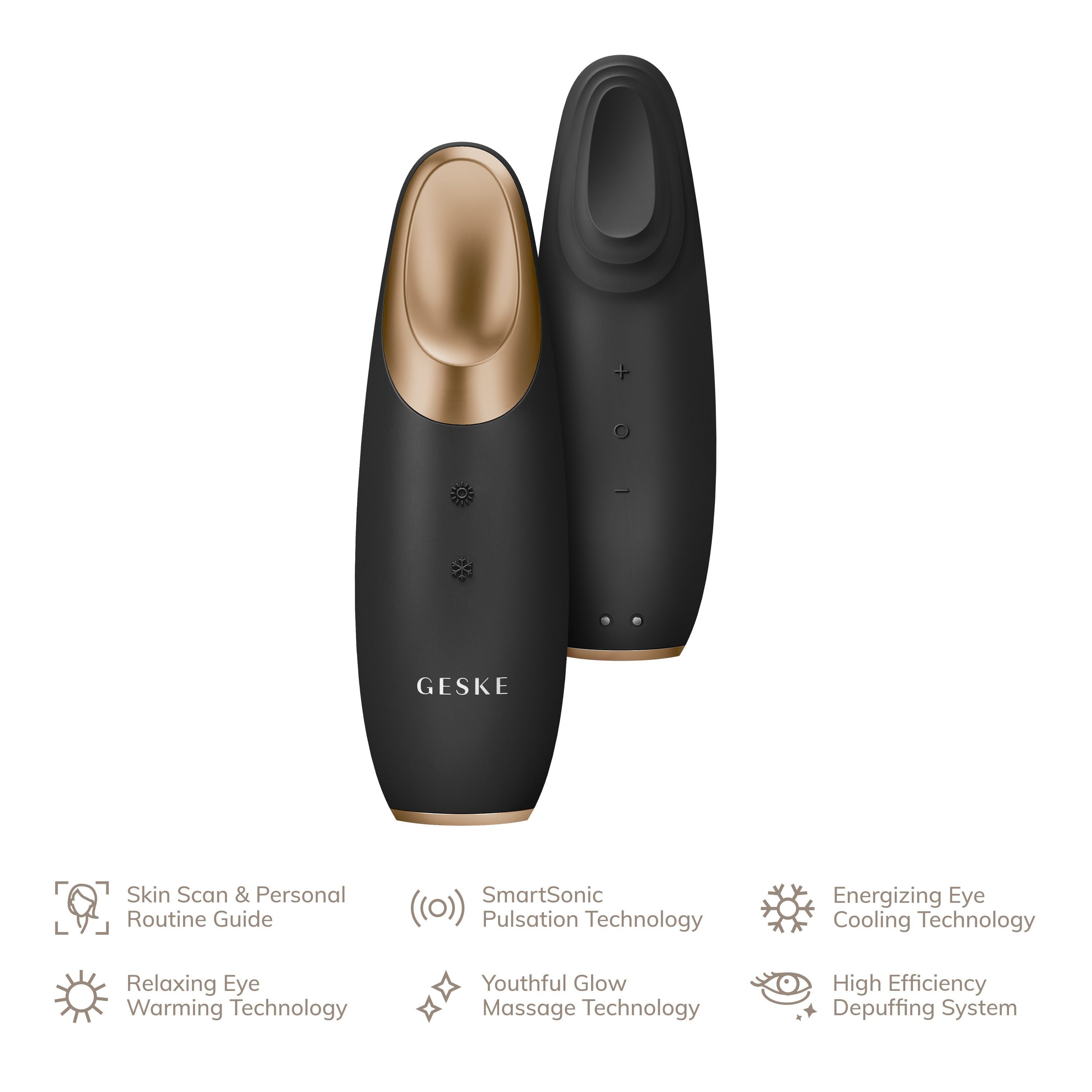 GESKE German Beauty Tech Augen-Roll-on SmartAppGuided™ Warm & Cool Eye Energizer 6 in 1, 2-tlg., Gerät inkl. kostenloser APP (SmartAppGuided Device), Mit der GESKE App erhältst Du deine personalisierte Hautpflegeroutine.
