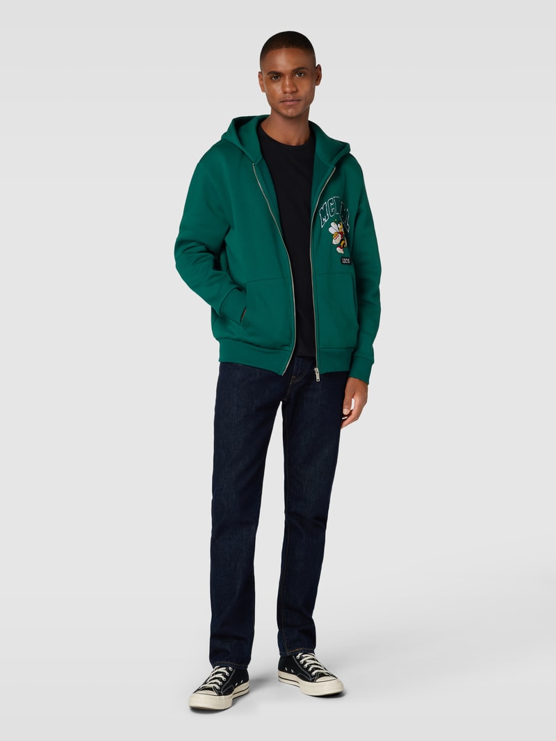 Sweatjacke mit Kapuze in dunkelgrün
