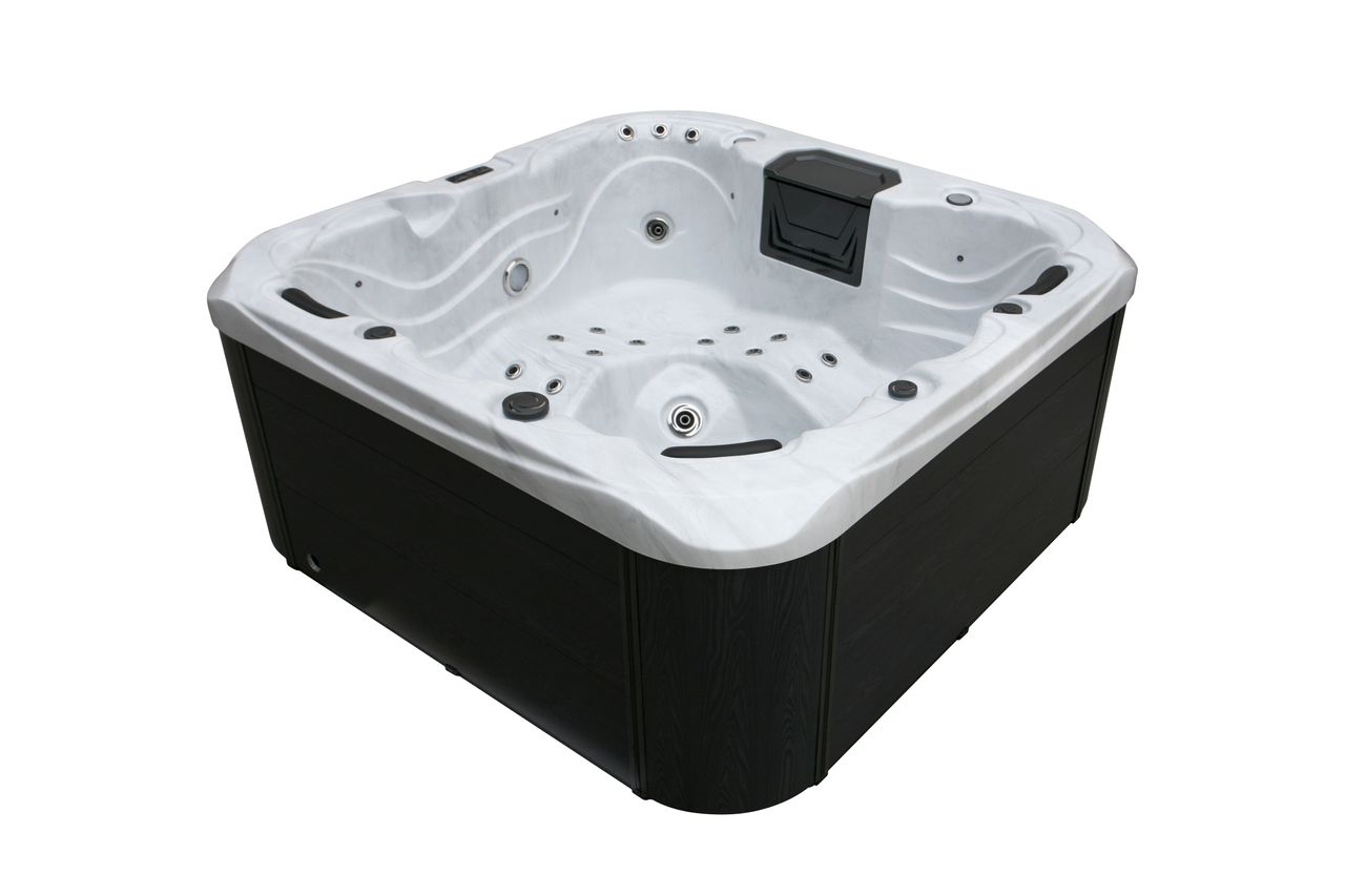 Home Deluxe Outdoor Whirlpool MALAGA inkl. Abdeckung & Treppe mit Wärmeisolierung für 5 Personen