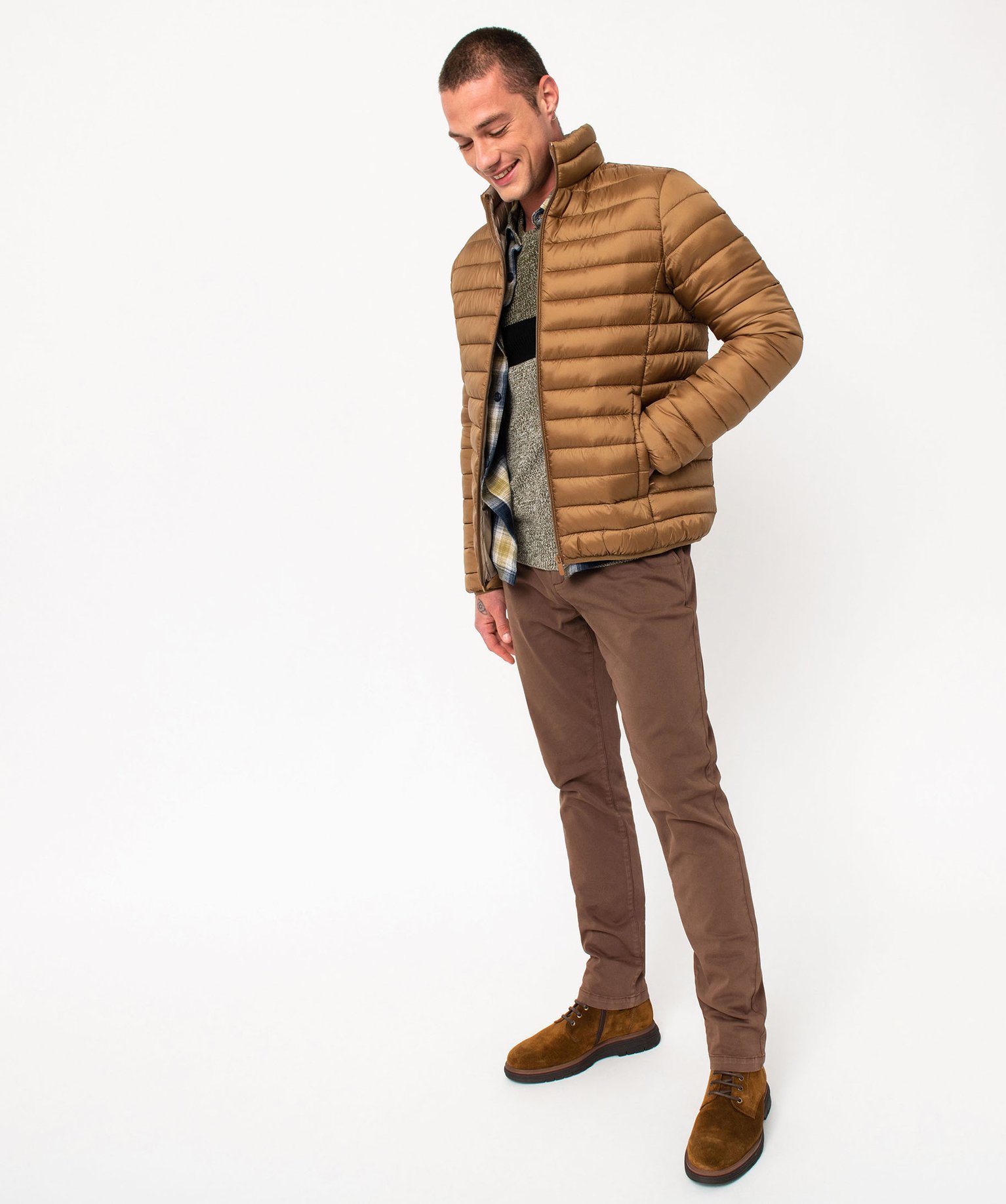 Pantalon chino en coton stretch homme marron | GEMO