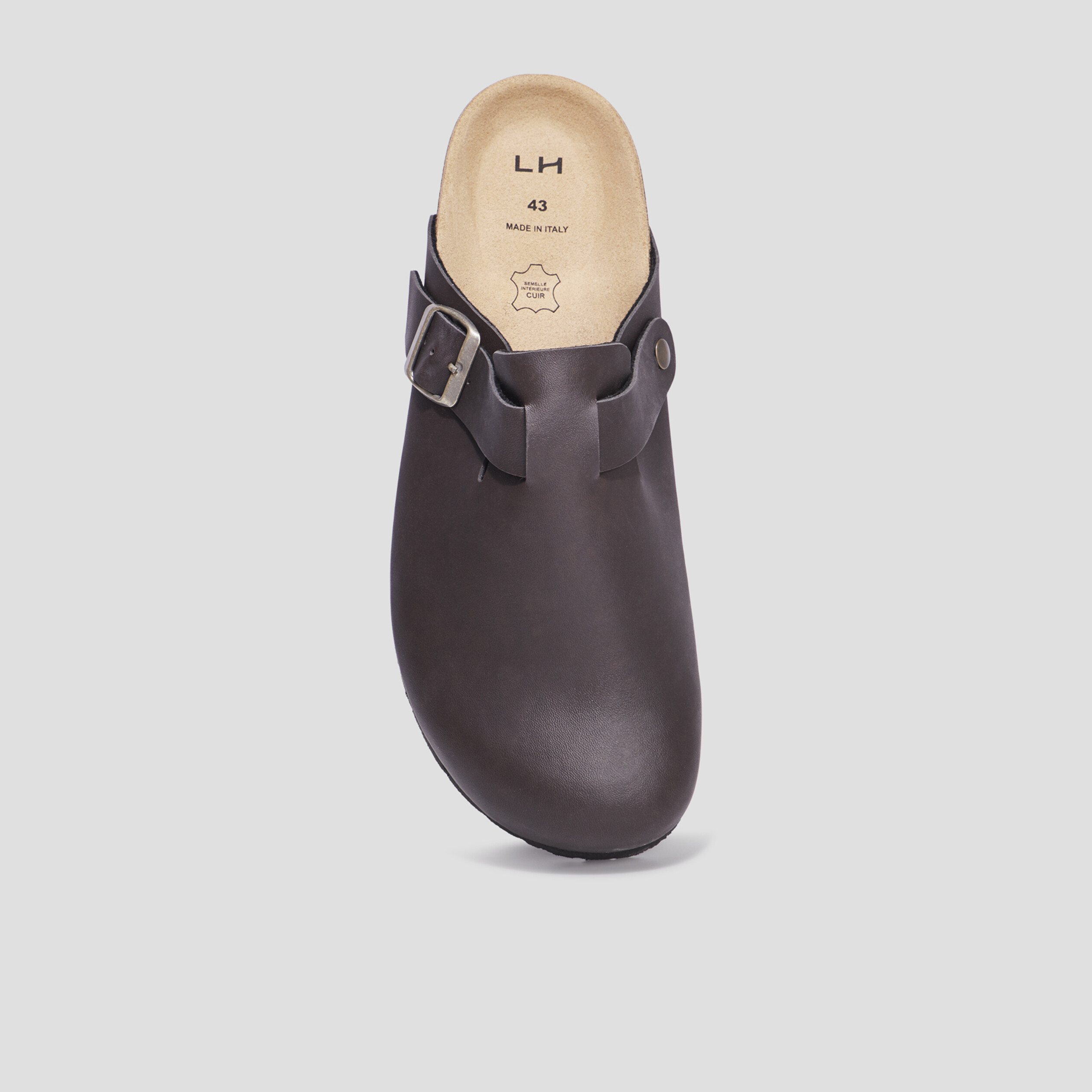 Mules plates en cuir Gabot marron homme | La Halle
