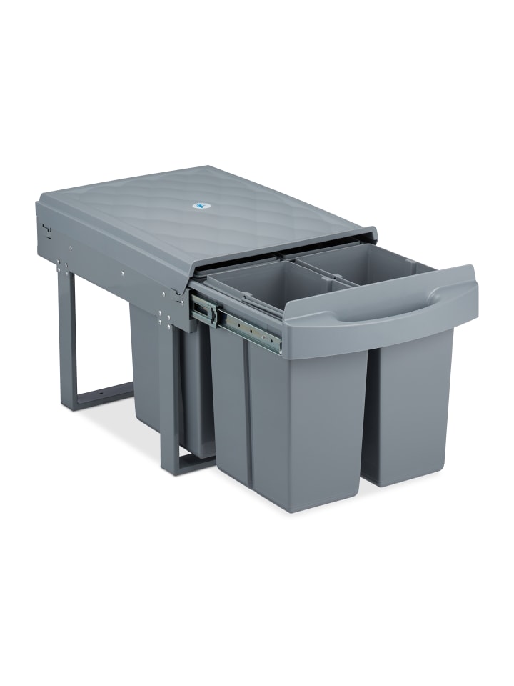 relaxdays Mülltrennsystem Grau Deluxe 4x8L günstig kaufen onesize