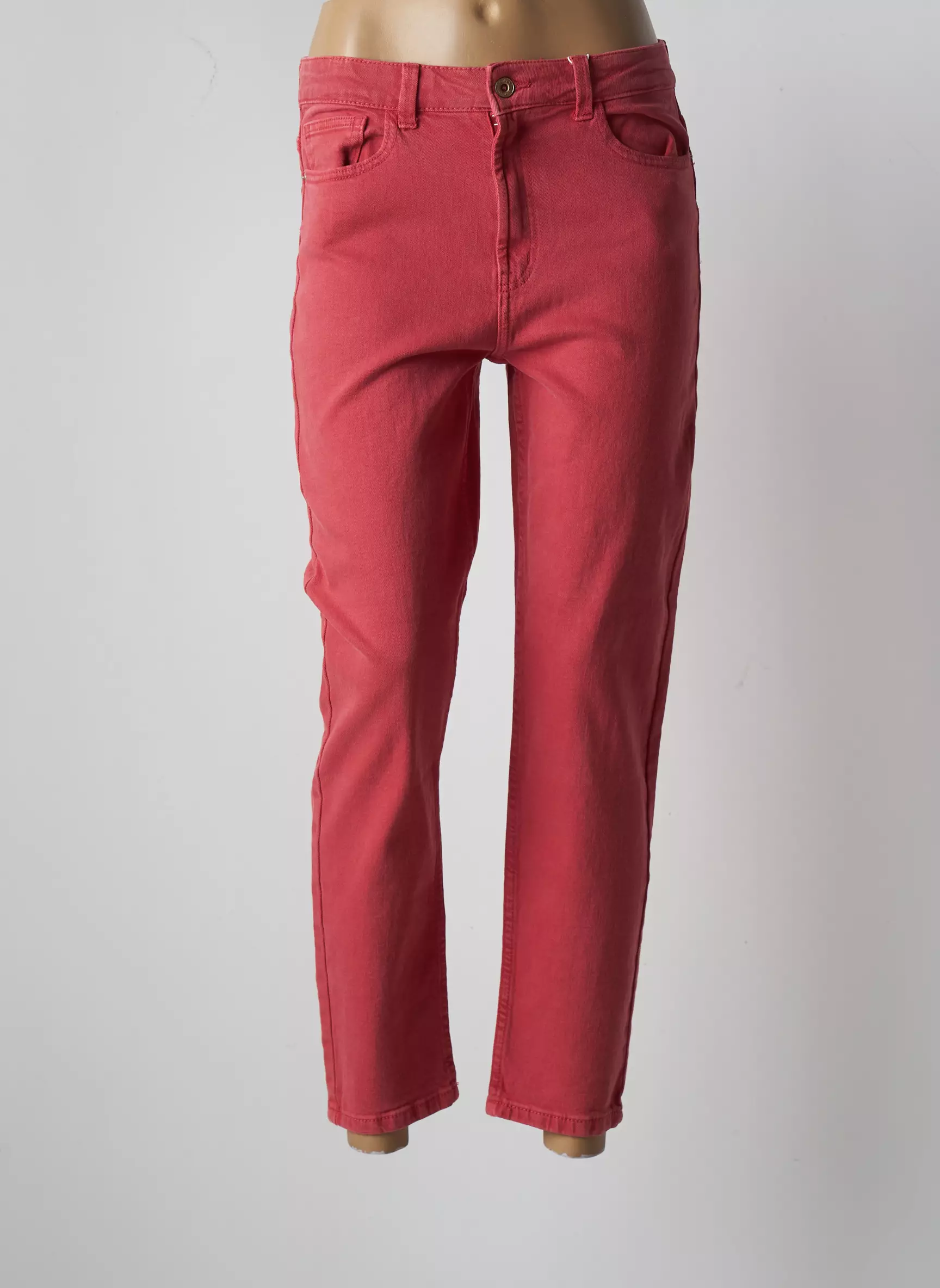 Only Jeans Coupe Droite Femme couleur rouge