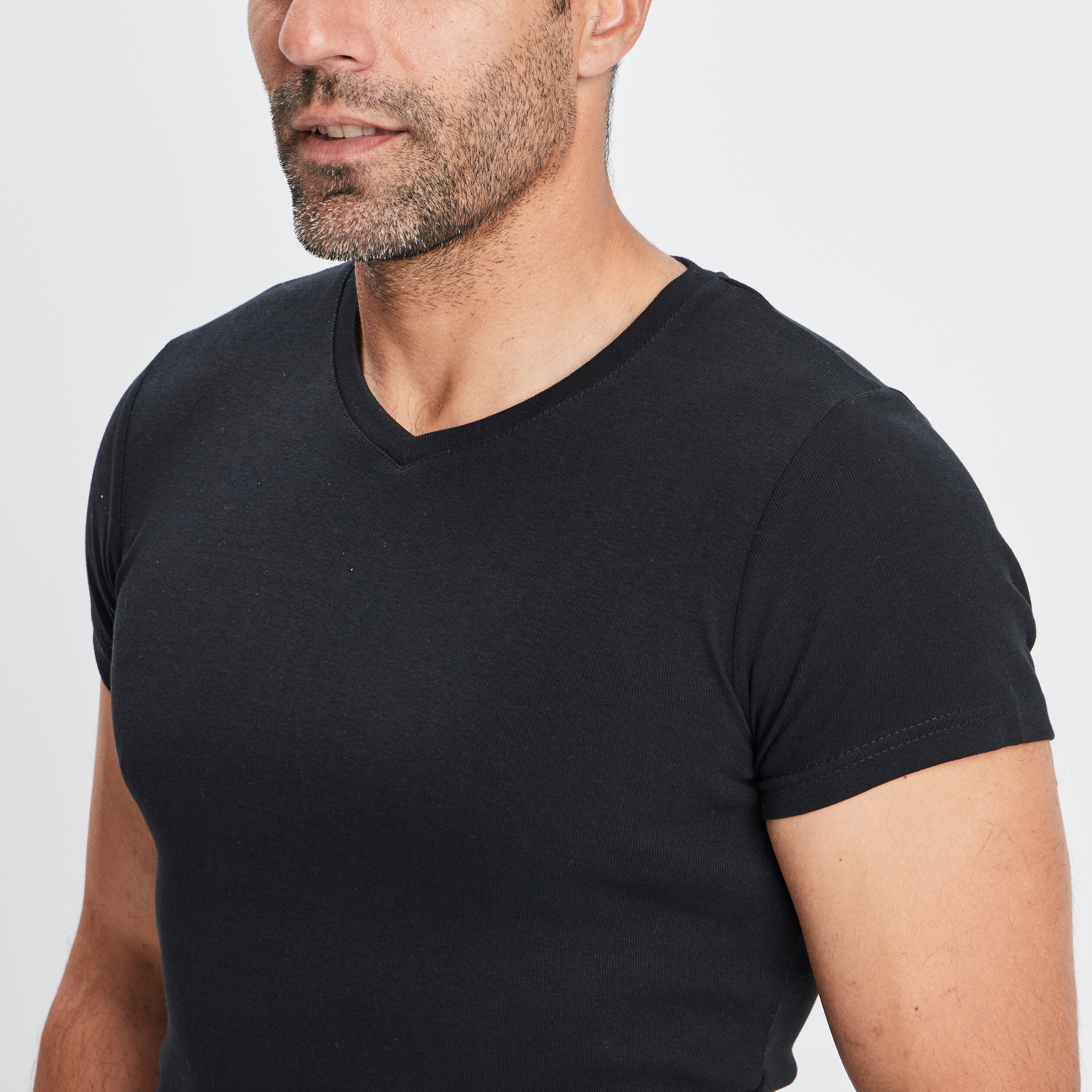 T-shirt manches courtes ajusté noir homme | La Halle