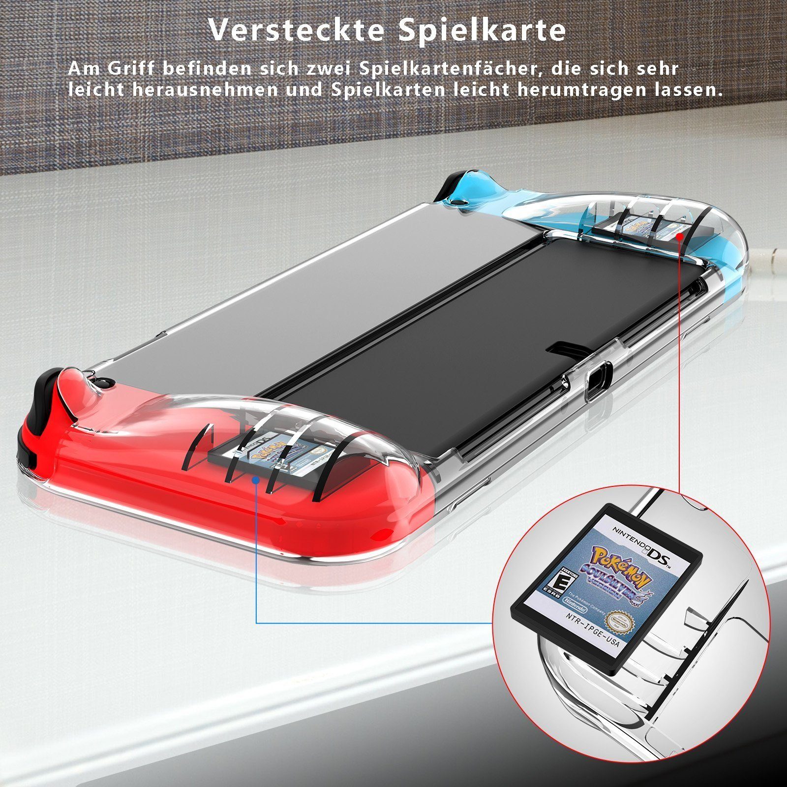Mutoy Dockable Hülle für Nintendo Switch OLED, Transparent Dünn Zubehör Nintendo (Kristall TPU Schutzhülle, Weich Komfort Stoßfest Antikratz Schutzhülle, Switch Zubehör mit Switch OLED Konsole und Griff Cover)