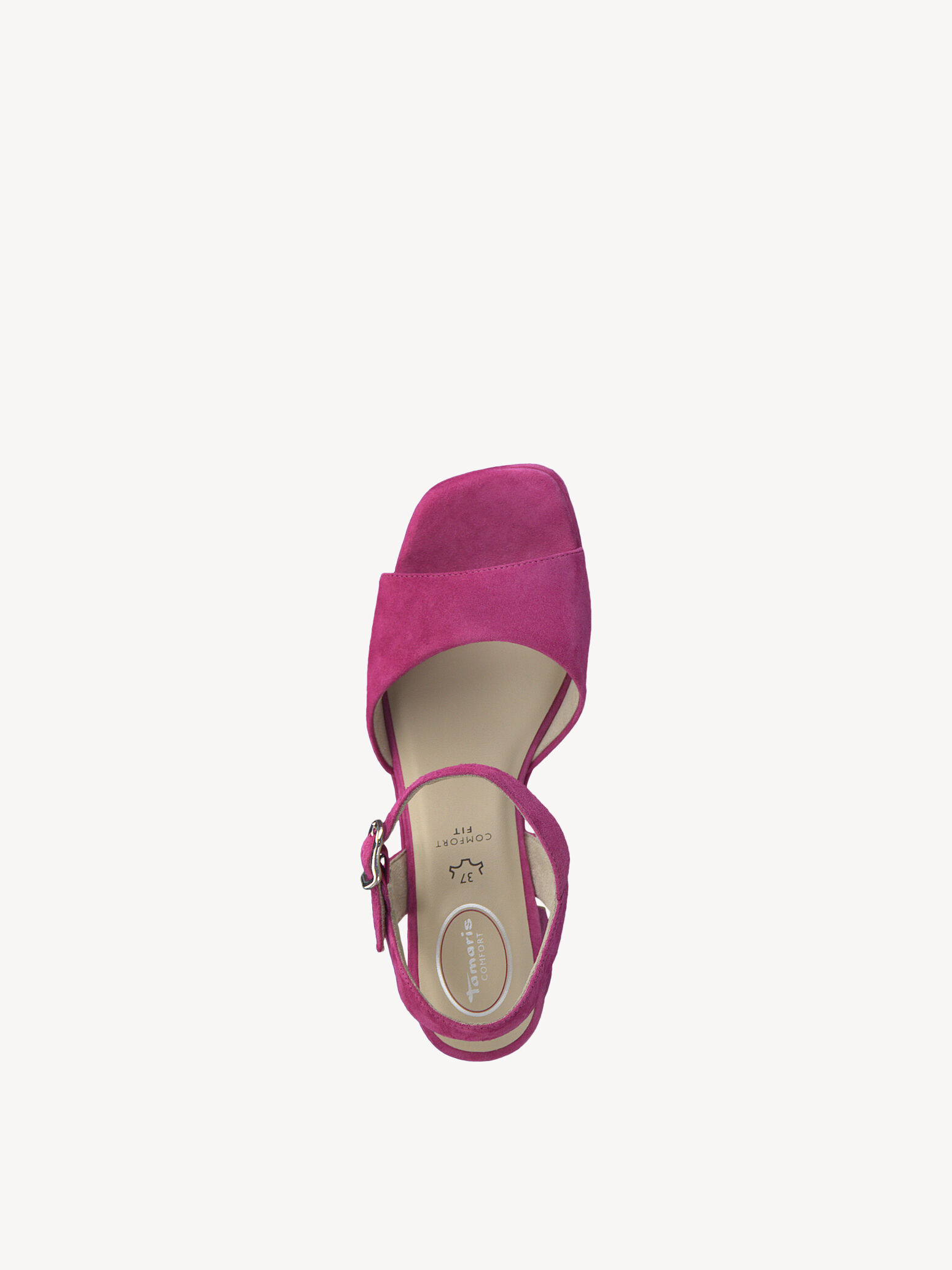Sandale à talon en cuir - rose fuchsia