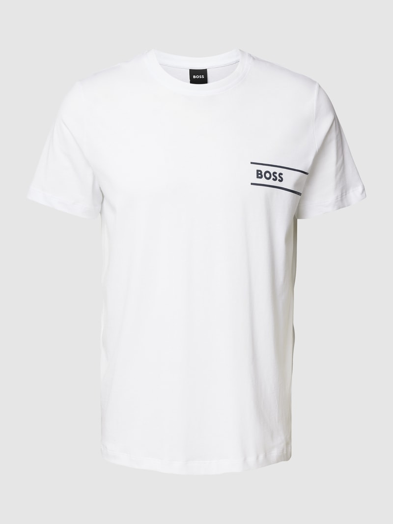 T-Shirt mit Label-Print in weiß