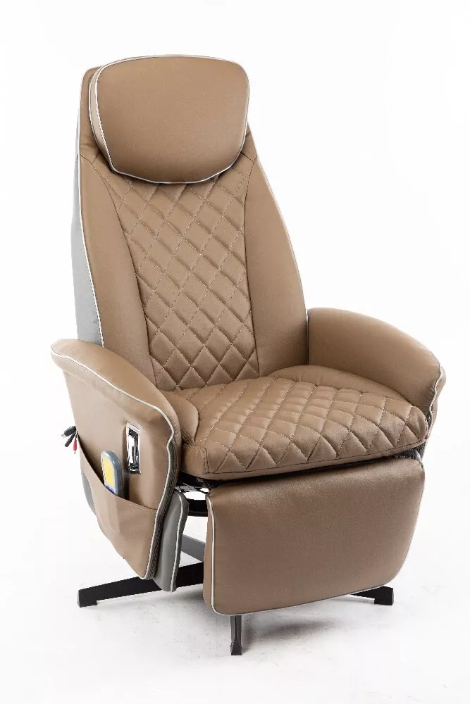 Happy Home Happy Home Elektrischer Massagesessel Relaxsessel HWP09-HBR hellbraun Lederoptik