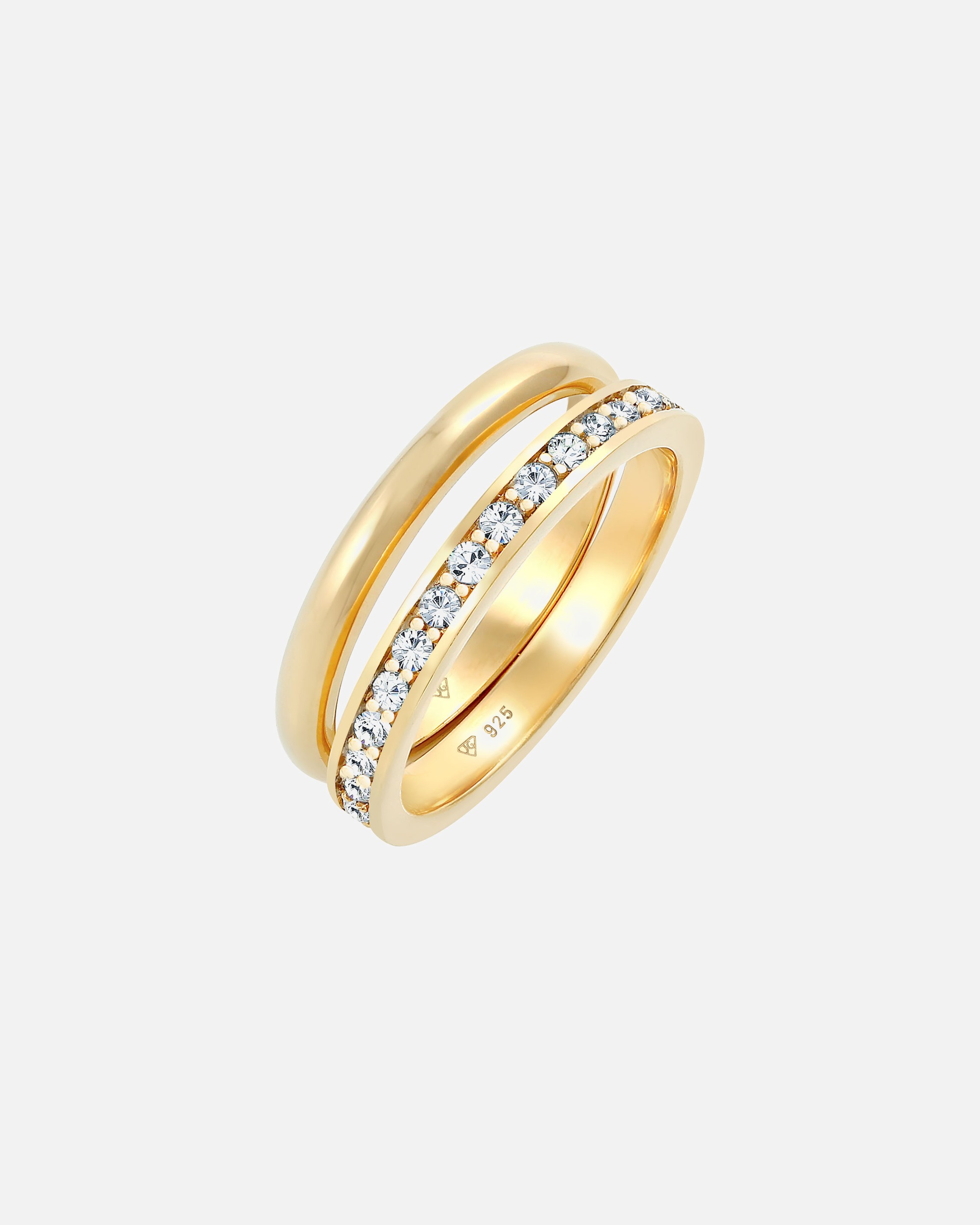Anillo Elli para mujer - Conjunto Memorie - Estilo básico con cristales en plata de ley 925 chapada en oro