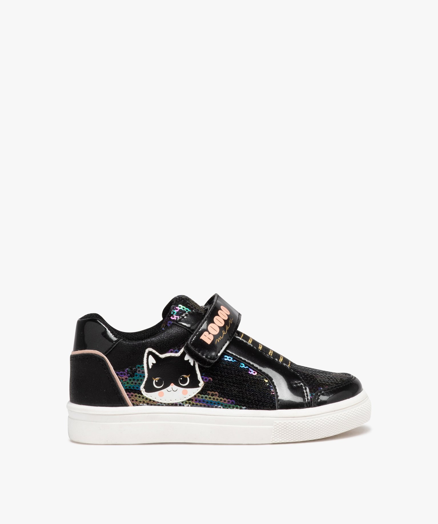 Baskets fille à strass sans lacets noir | GEMO