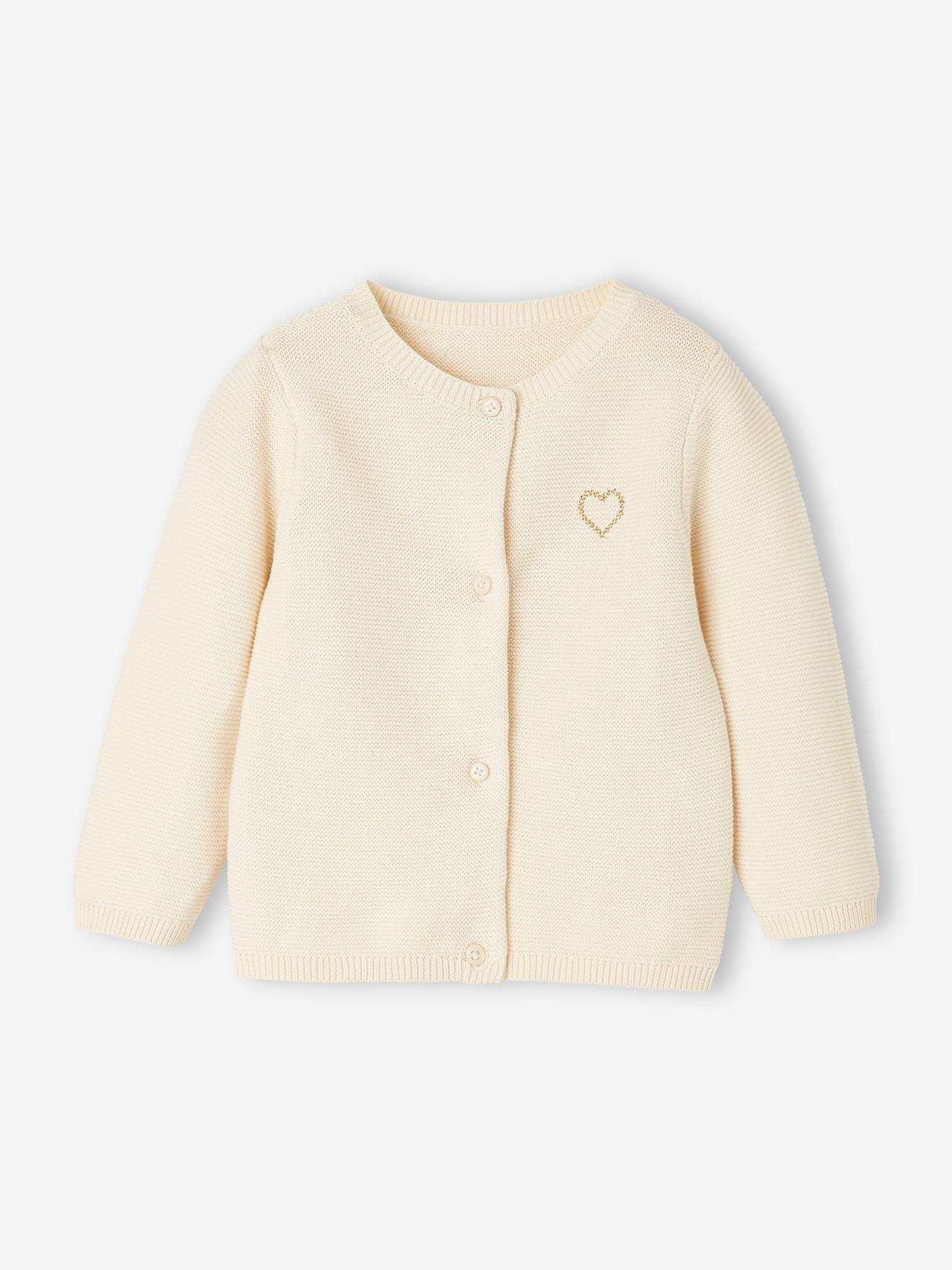 Cardigan broderie dorée coeur bébé BASICS encre