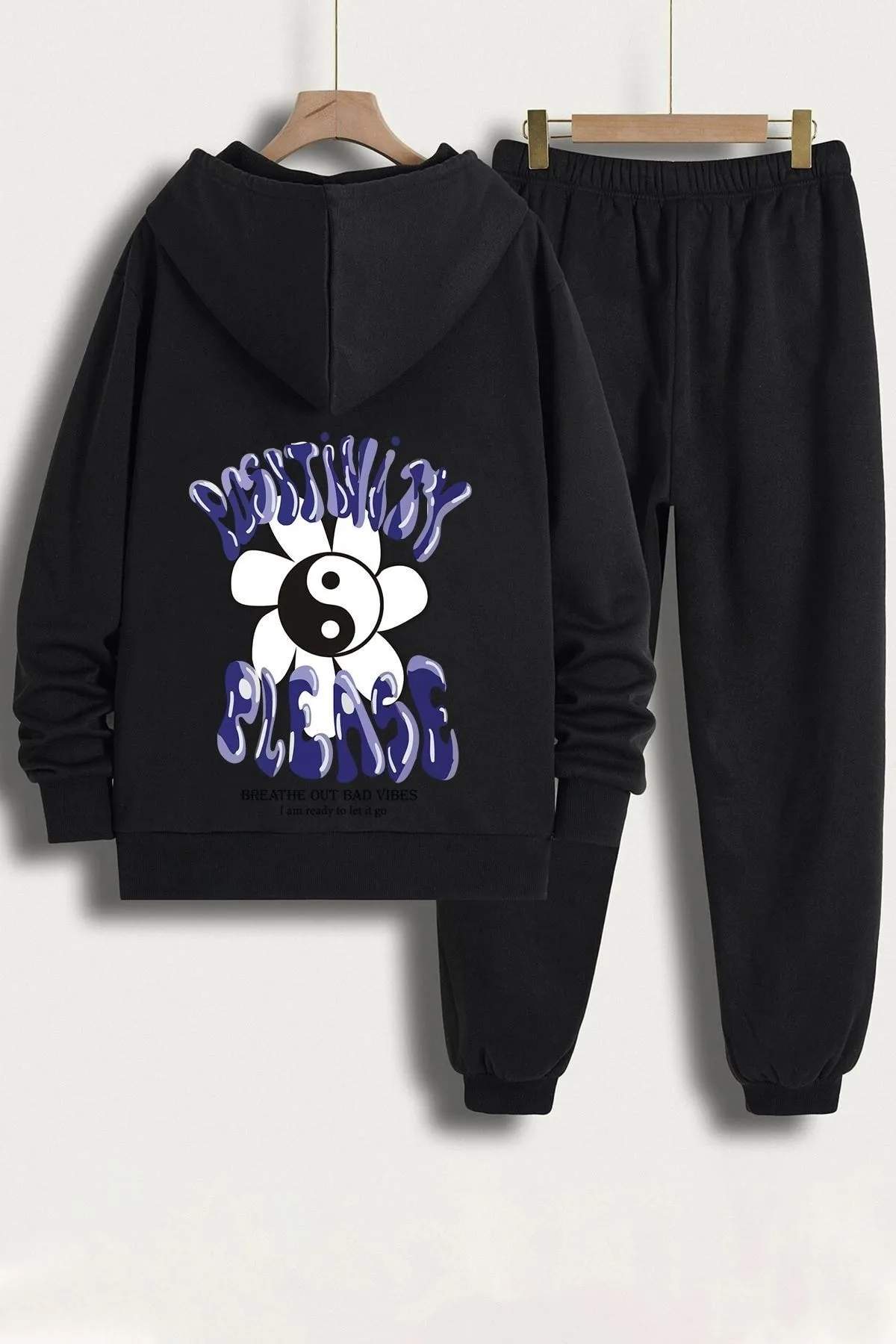 uyguntarz  Bedrucktes Unisex-Trainingsanzug-Set „Positivity“.