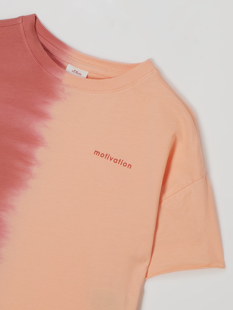 Cropped T-Shirt aus Baumwolle in apricot