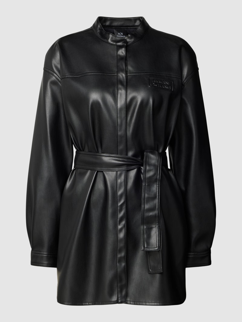 Bluse in Leder-Optik in schwarz