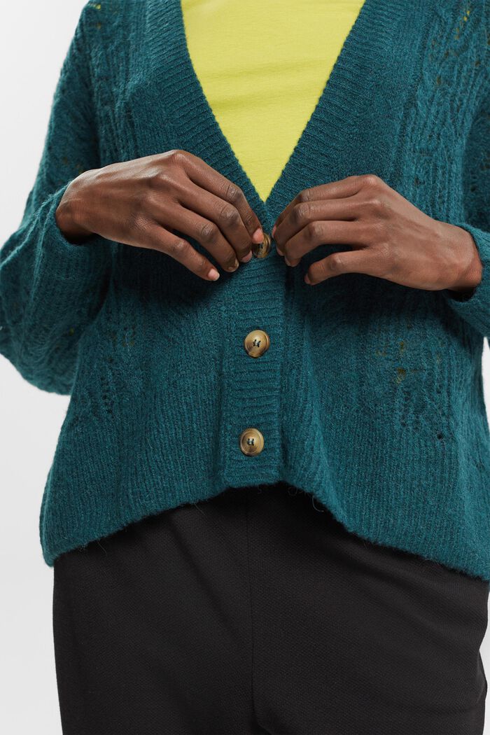 Zopfstrick-Cardigan mit Wolle und Alpaka