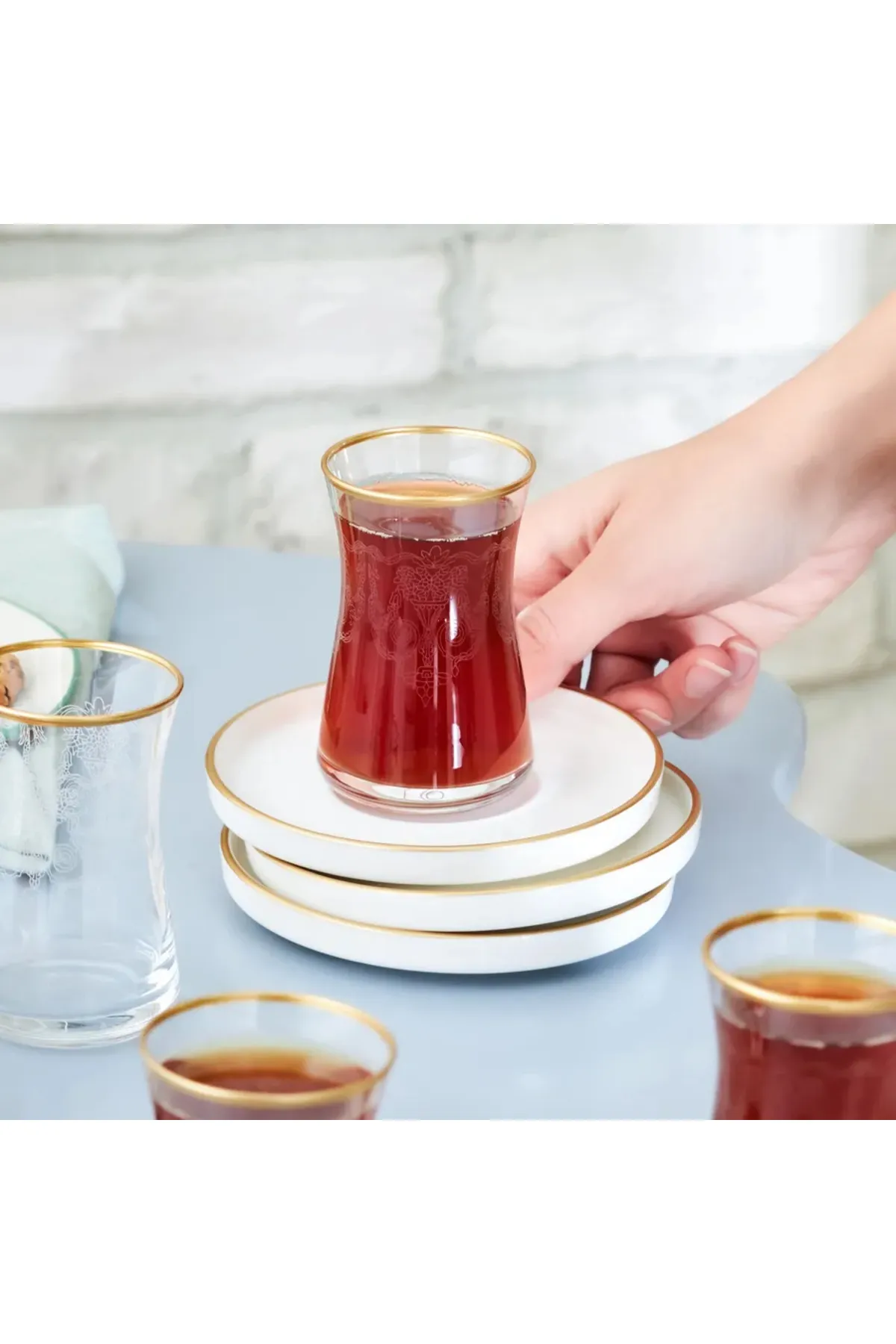 Karaca  Athen 6 Personen Gemustertes Tee-Set, 12-teilig, Gold