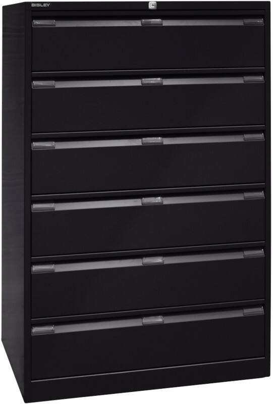 Bisley Karteischrank dreibahnig Schwarz 800 x 622 x 1.321 mm