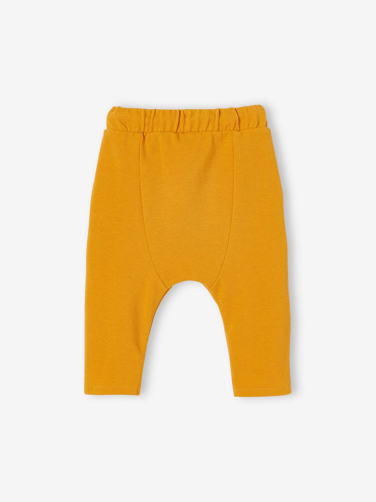 Pantalon bébé en maille piquée ocre