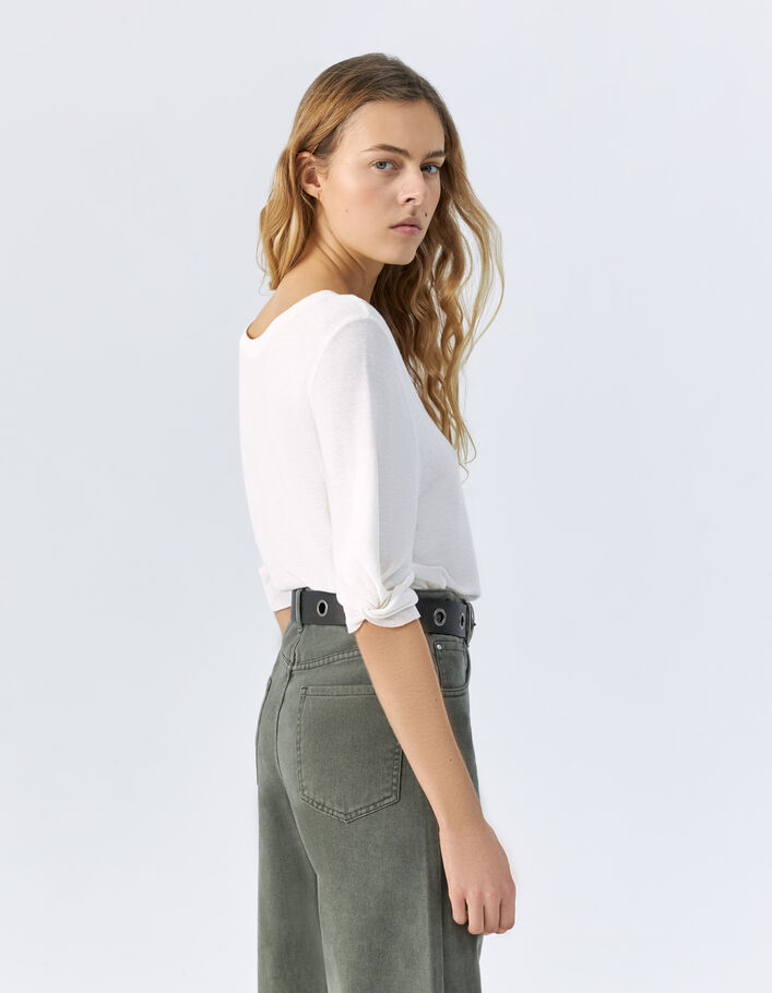 Pull écru tricot boutons dos réversible devant/dos femme