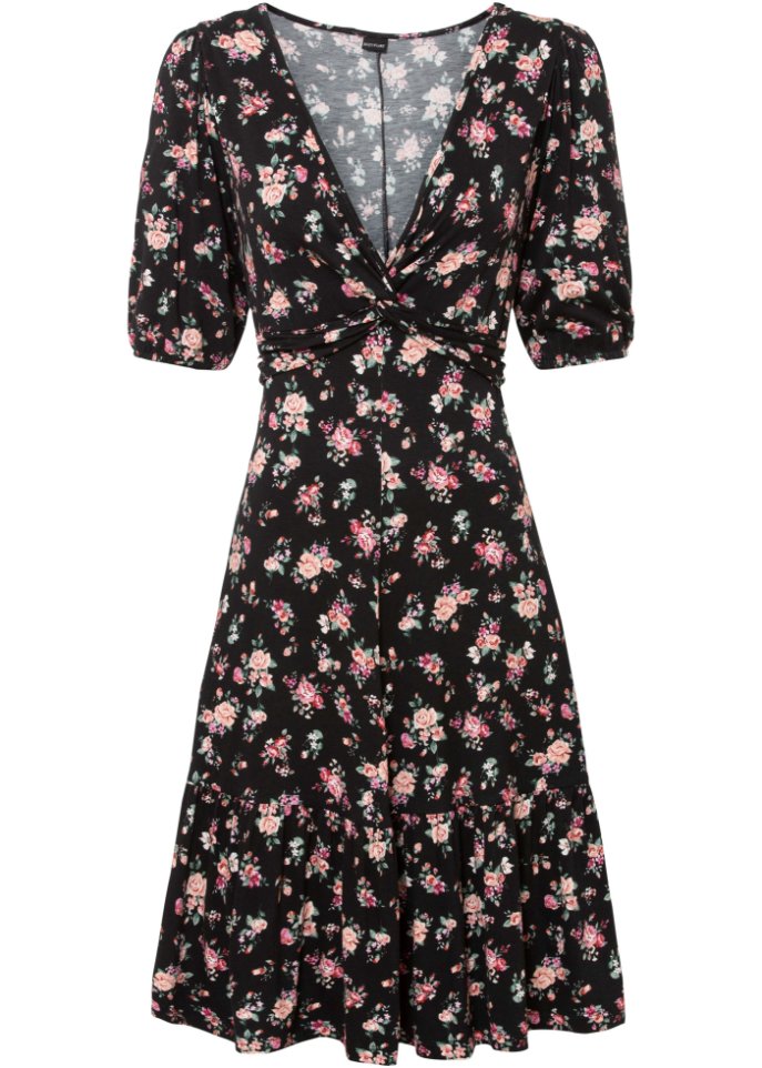 Jerseykleid mit Puffärmeln