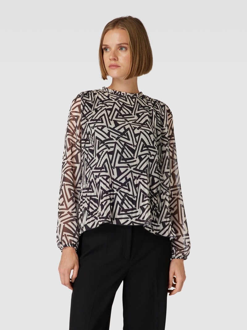 Bluse mit Allover-Muster in schwarz