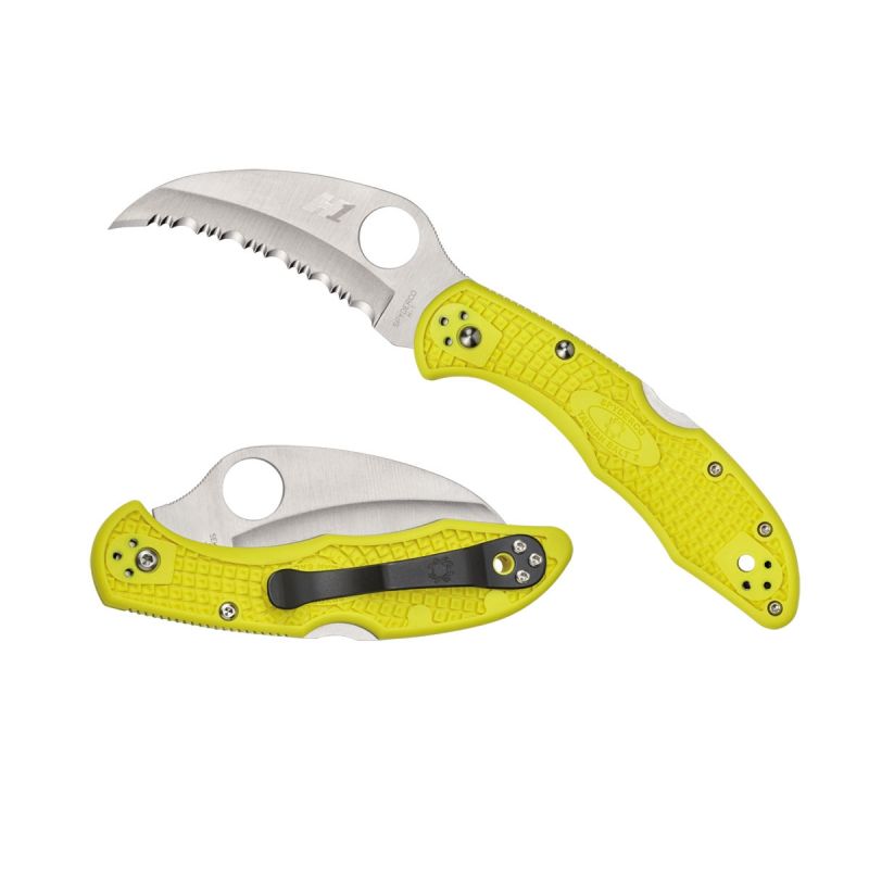 Spyderco Tasman Salt Yellow 106SYL, Tauchmesser, glatte Klinge, Klapptauchmesser.
