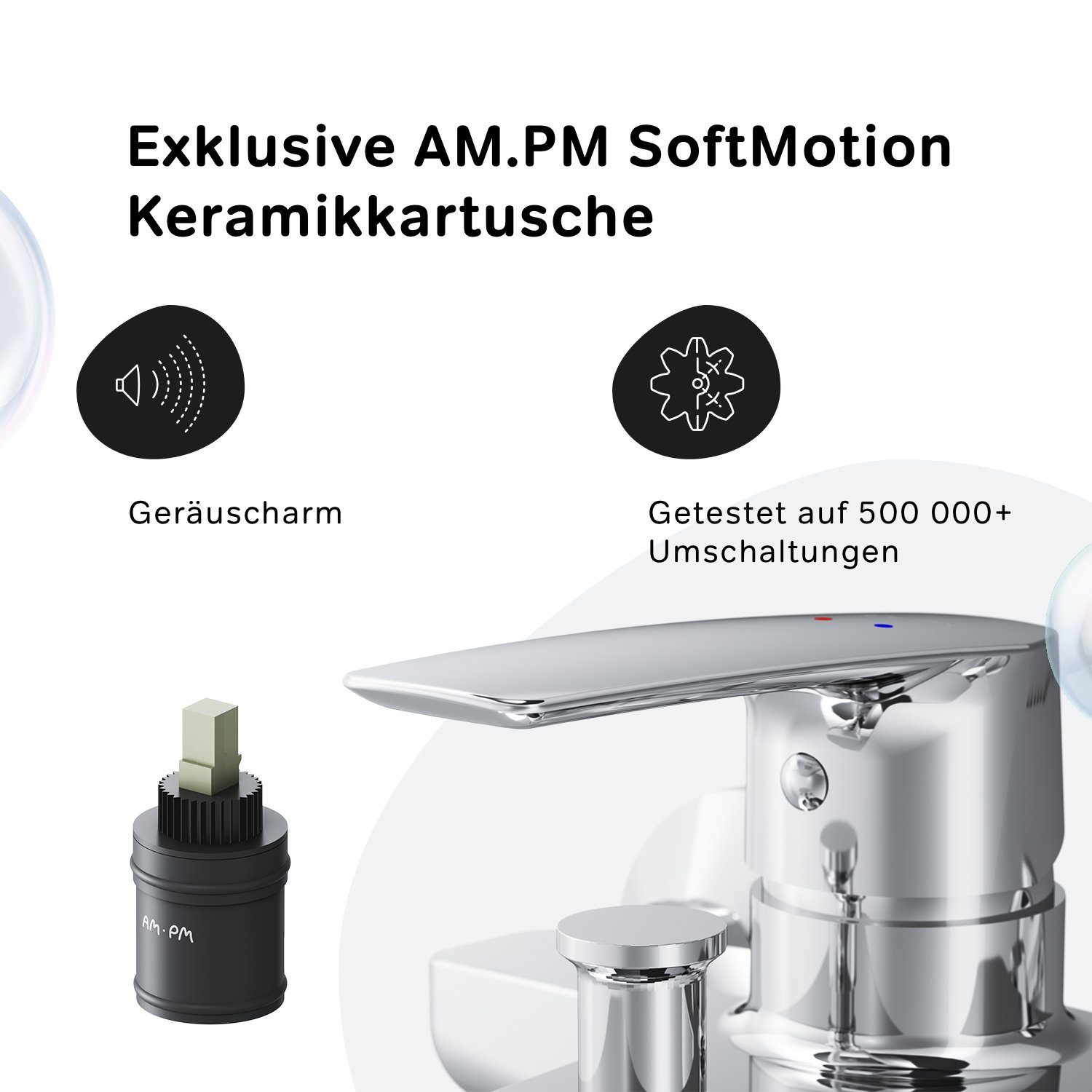 AM.PM Wannenarmatur Badewannenarmatur Gem Bad Armatur (Mischbatterie) Keramikkartusche 35mm, Mischbatterie Badewanne, Wasserhahn Bad