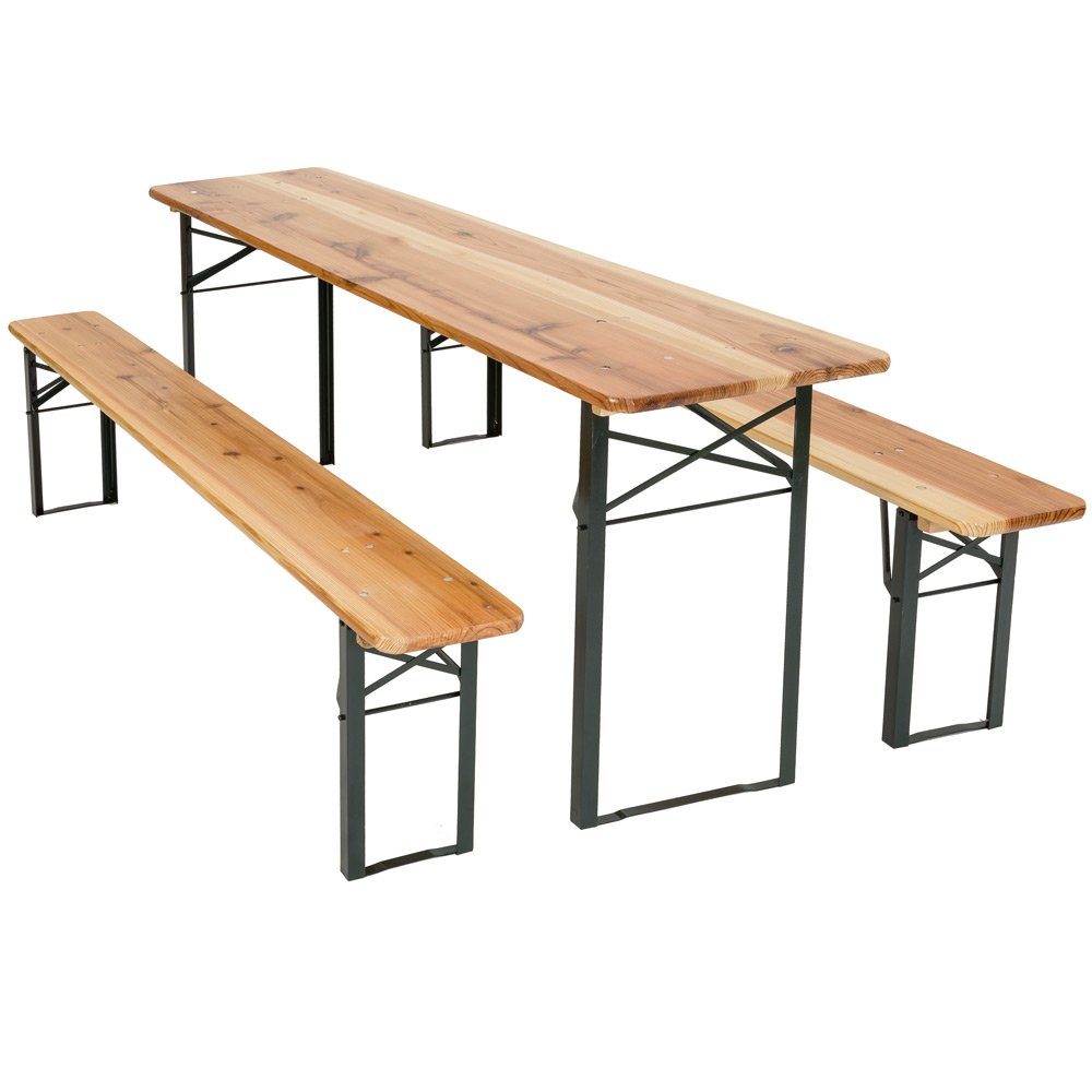 tectake Bierzeltgarnitur Bierzeltgarnitur klappbar, 1 Tisch + 2 Bänke, (Set, 3-tlg), leicht zu reinigen