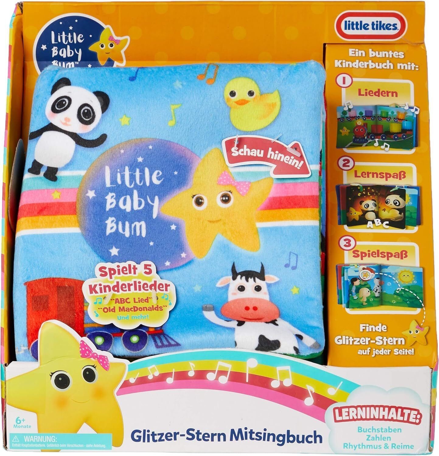Little Tikes® Lernspielzeug Little Baby Bum Singendes Kinder Geschichtenbuch Spielen & Lernen (1-St), 6+ Monate,5 Kinderlieder,Buchstaben, Zahlen, Farben und Tiere