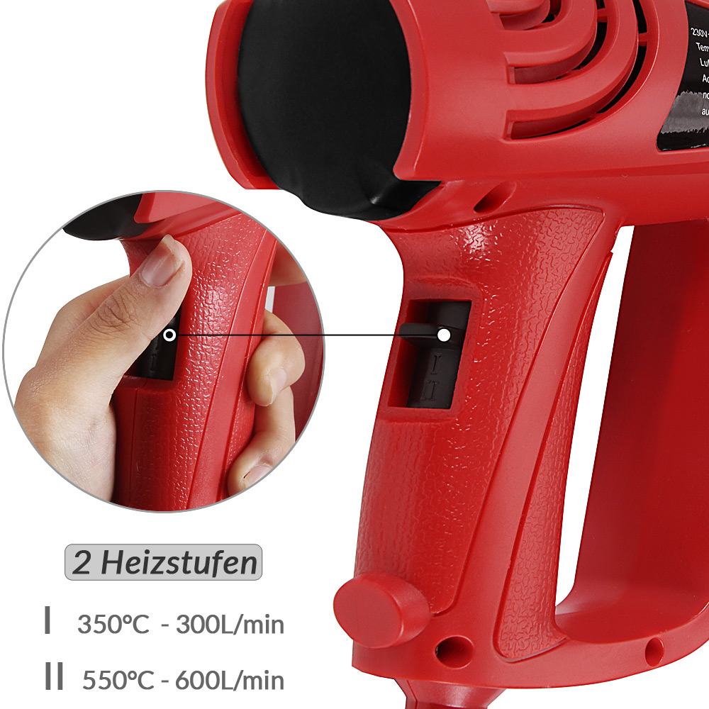 Casaria monzana® Heißluftpistole 2000 Watt inkl. Zubehör und Koffer
