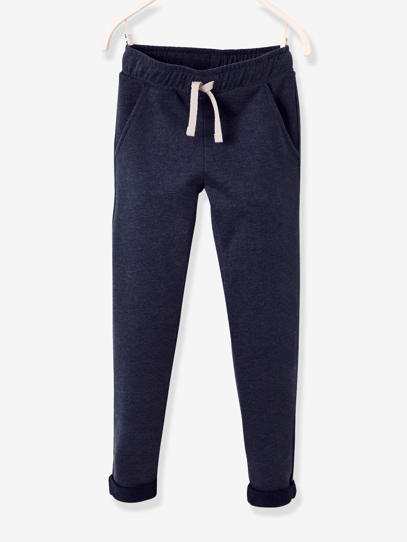 Pantalon jogger garçon en molleton BASICS noir chiné