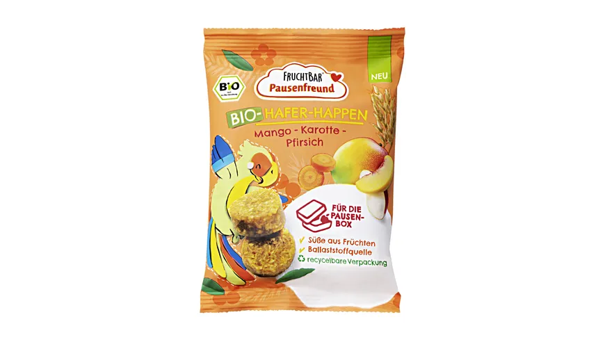 FRUCHTBAR Pausenfreund Bio-Hafer-Happen Mango, Karotte, Pfirsich 80 g