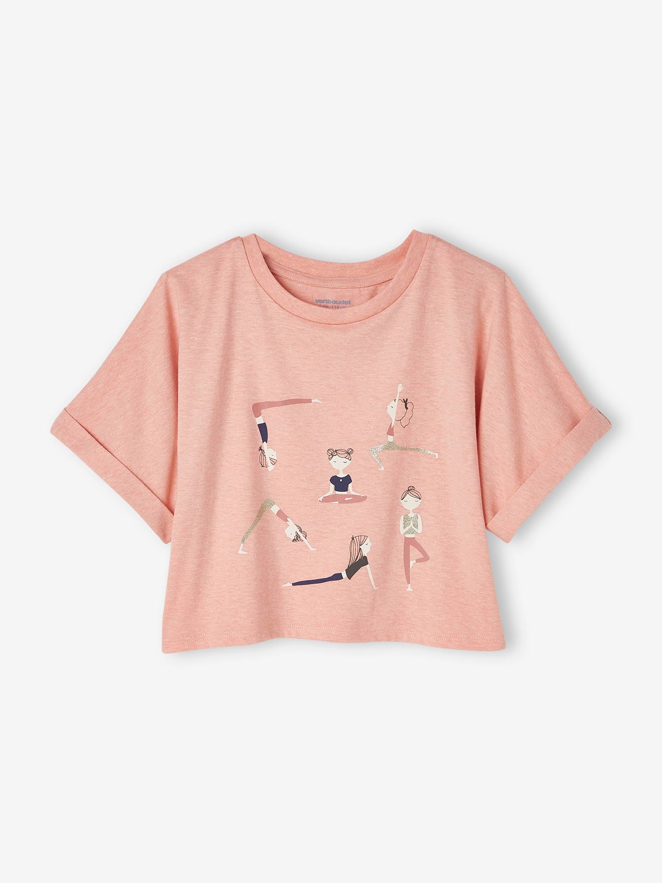 T-shirt cropped sport fille motifs égéries abricot