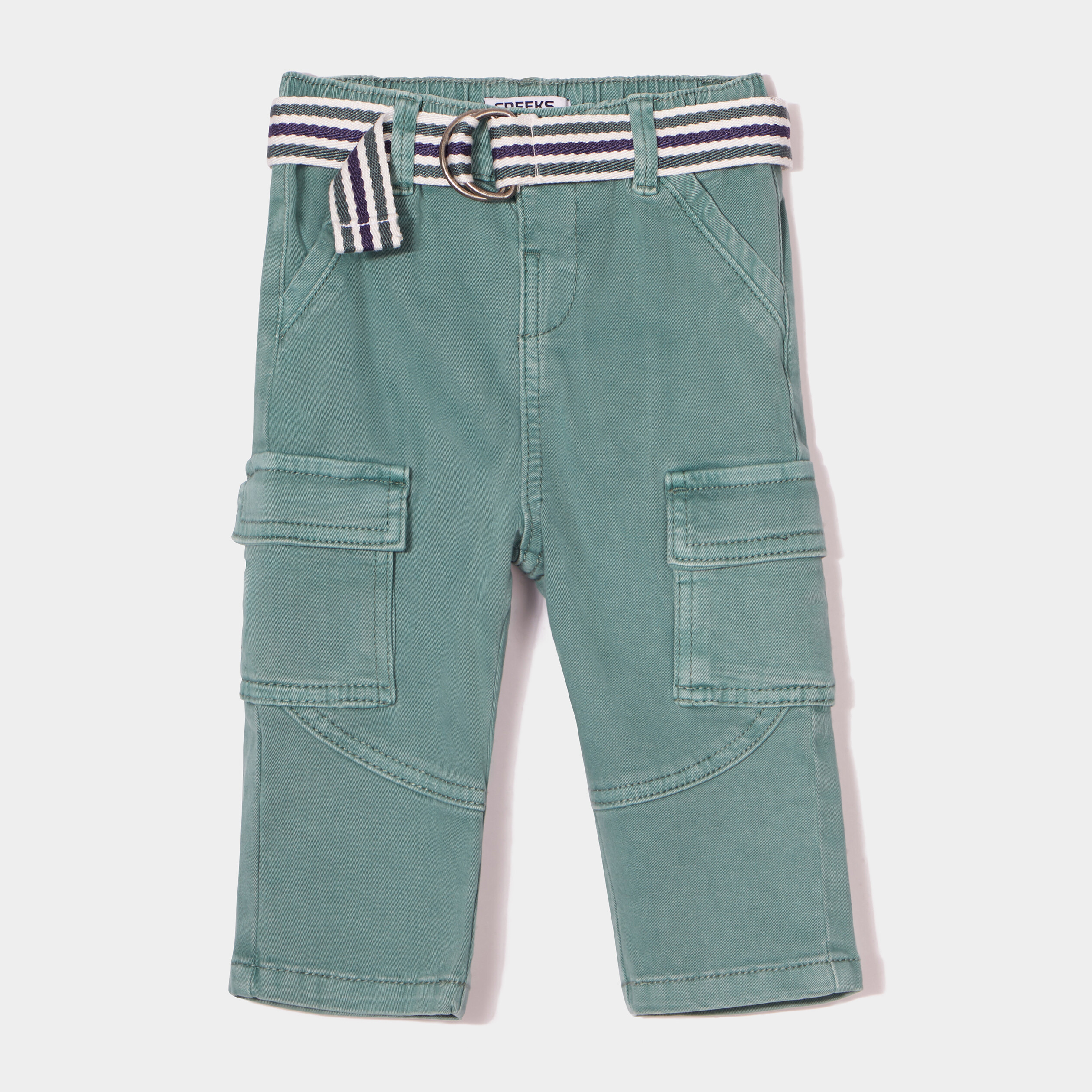 Pantalon cargo ceinturé Creeks vert canard bébé garçon | La Halle