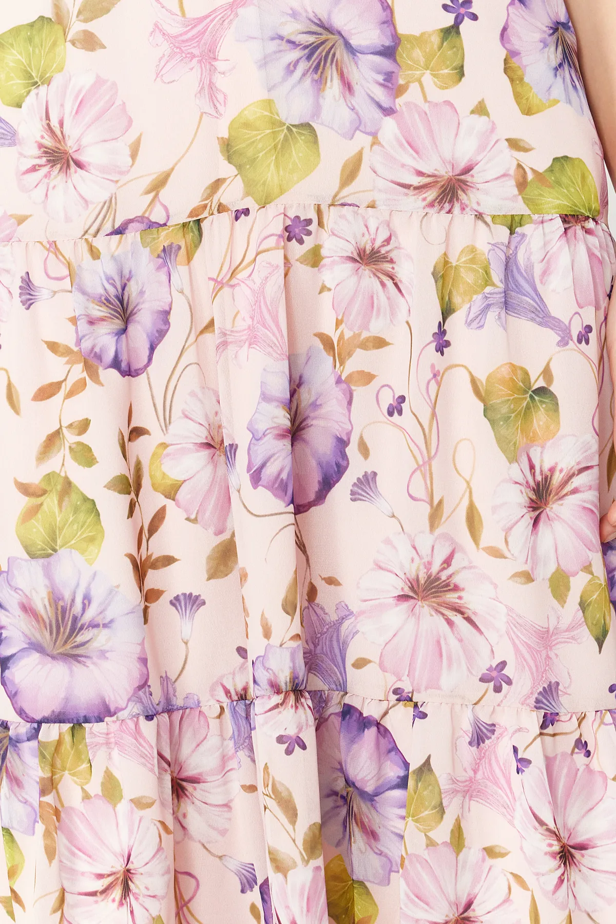 Trendyol Collection  Rosa A-Linien-/Glockenform-Midikleid aus gewebtem Stoff mit Volant und Blumenmuster, gefüttert TWOSS23EL00995